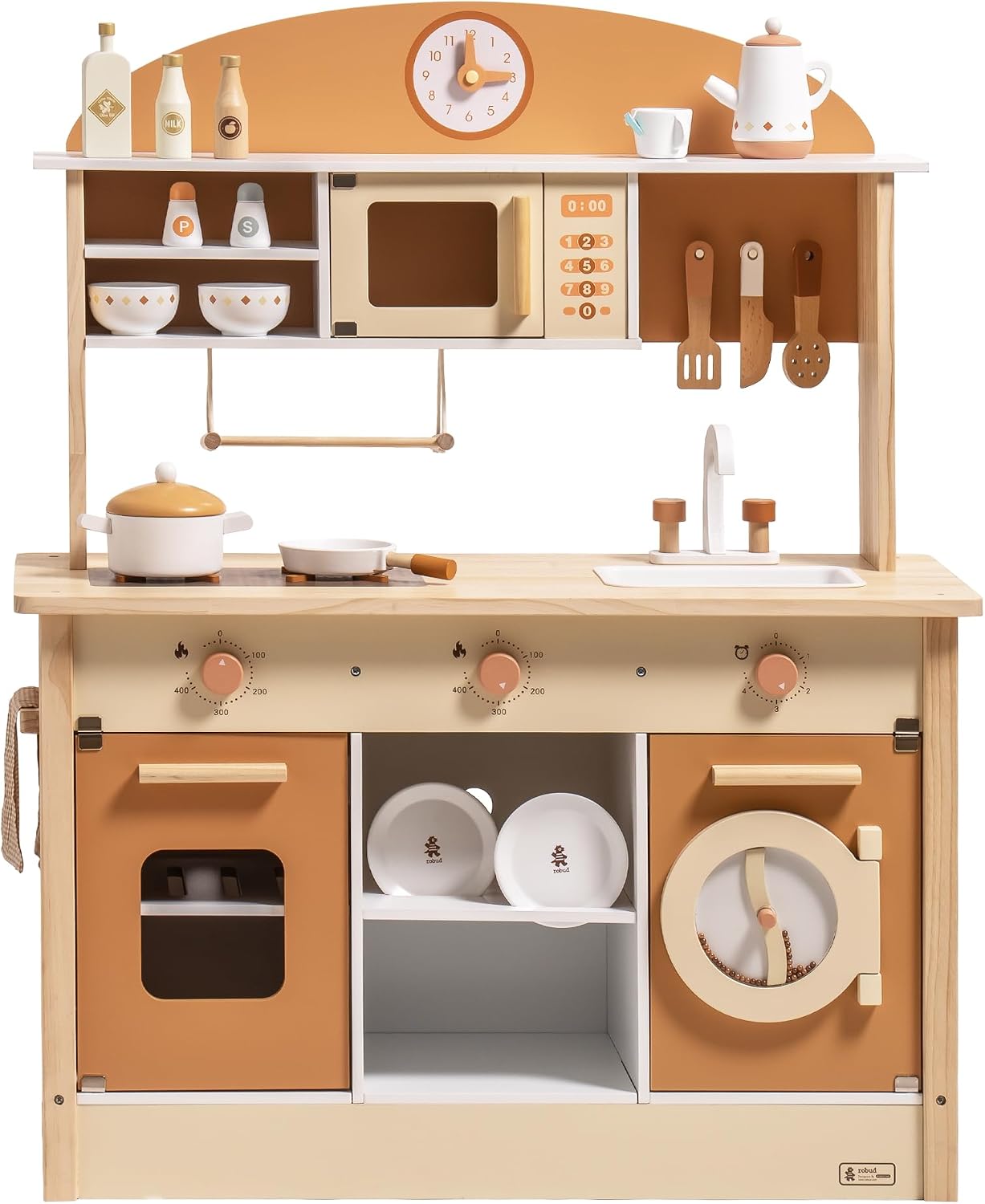 ROBUD Cocina de Juguete de Madera para Niños Pequeños, Set de Cocin...