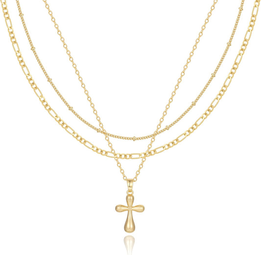 CAROVO Collar en capas de oro\/plata para mujer, chapado en oro\/pl...