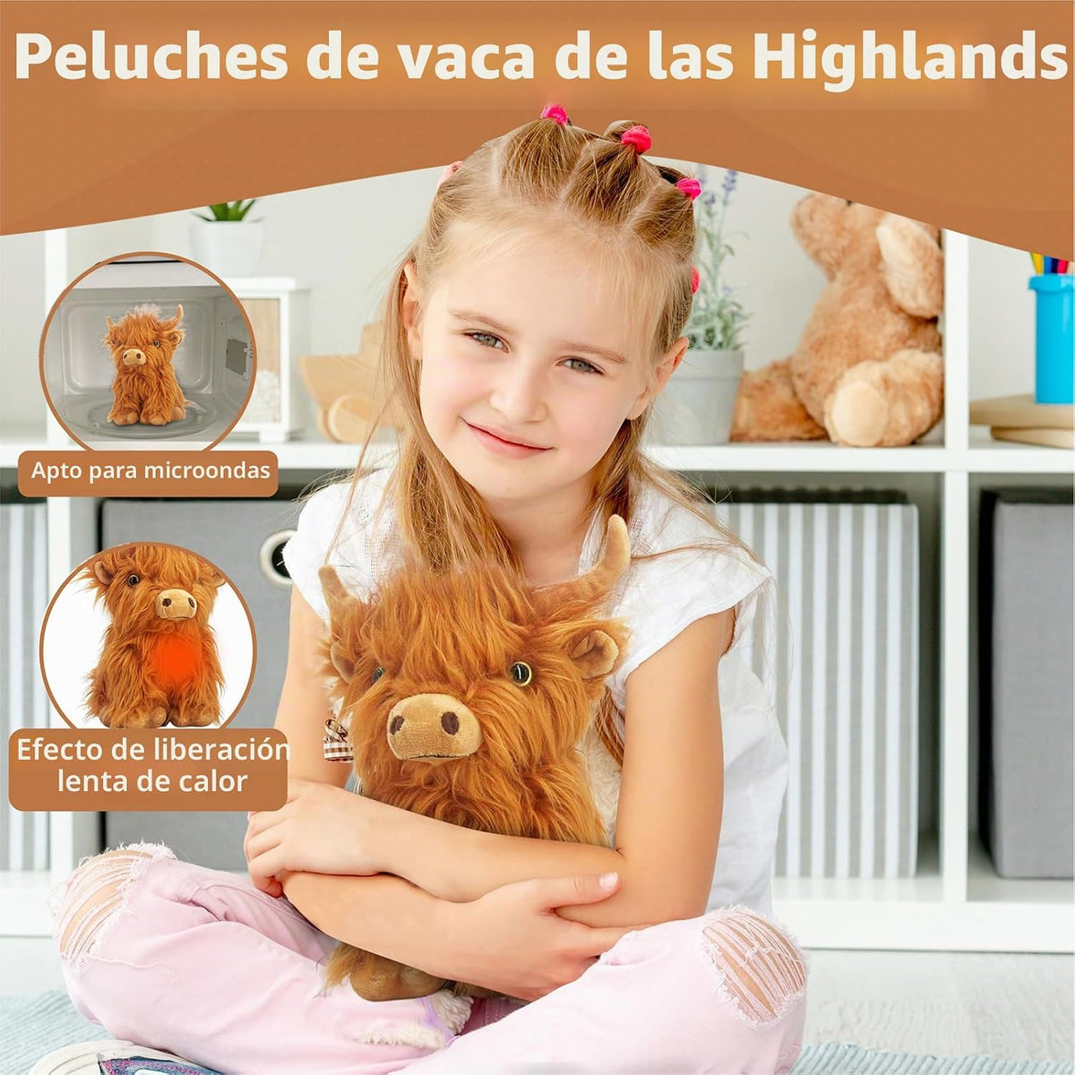 Marysun Juguete de peluche de vaca de las tierras altas para microo...