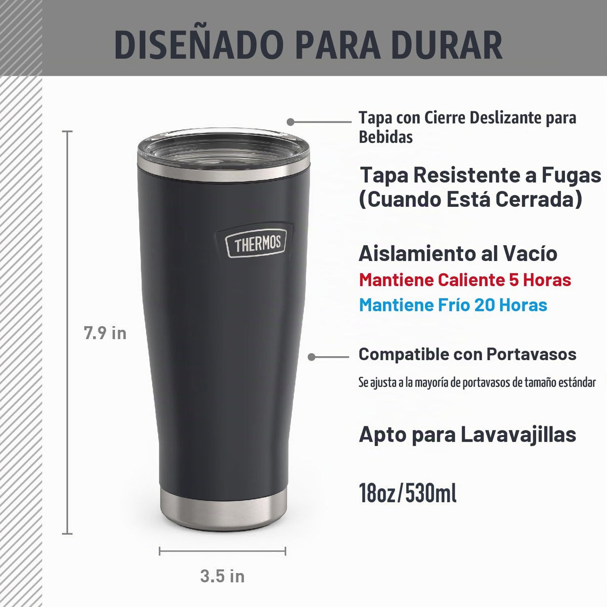 THERMOS ICON SERIES, vaso de acero inoxidable con cierre deslizante...
