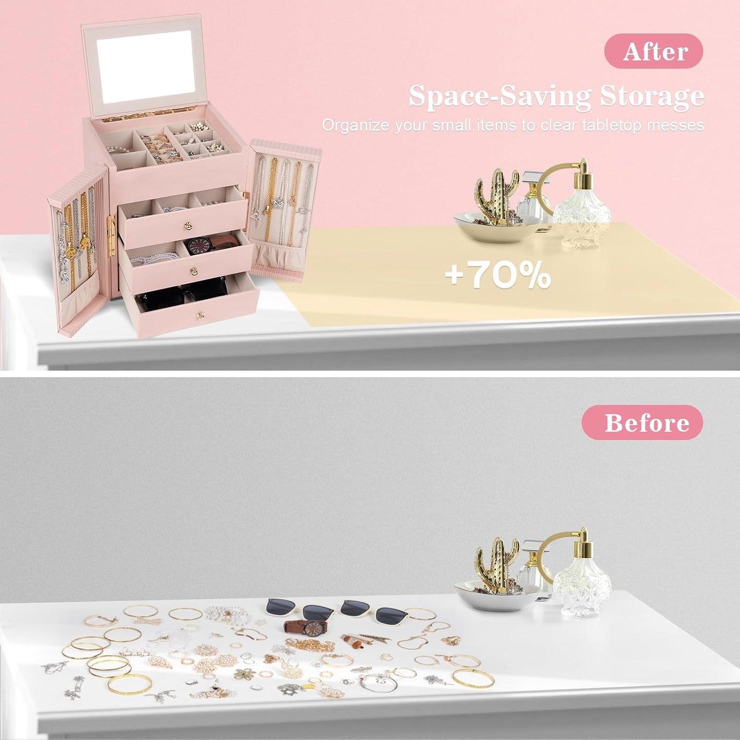 Dajasan Caja de Joyería para Niñas y Mujeres, Caja Organizadora de...