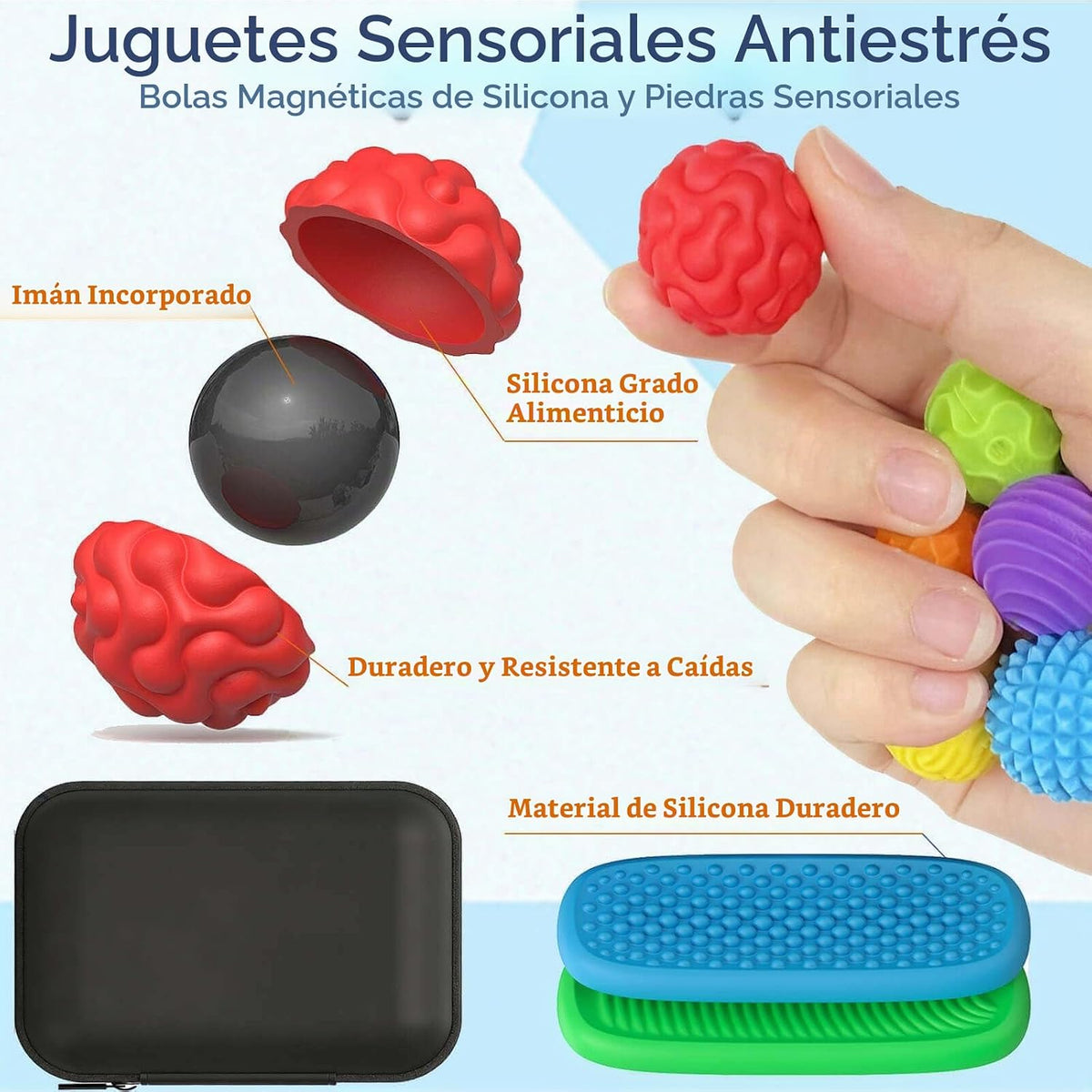 Juguetes Fidget de Silicona con Bolas Magnéticas y Piedras Sensoria...