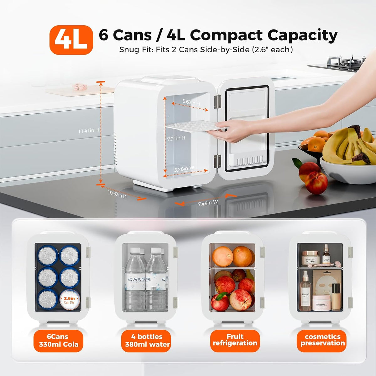 Mini refrigerador para dormitorio, 4 litros\/6 latas, mini refriger...
