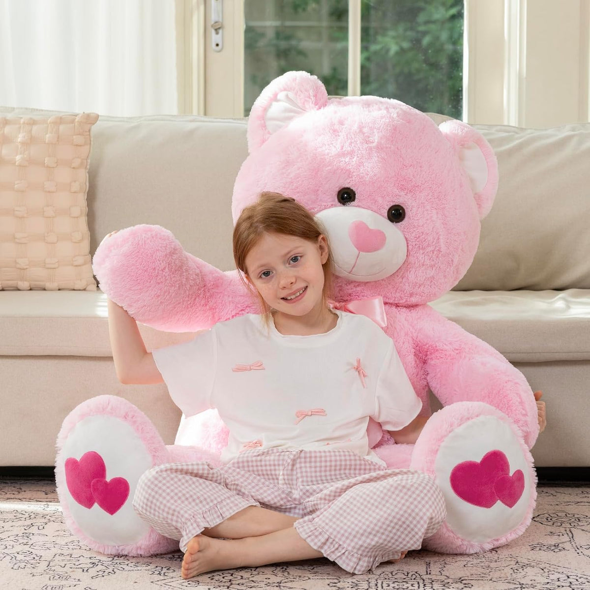 MaoGoLan Oso de peluche gigante rosa de 47 pulgadas, animal de pelu...