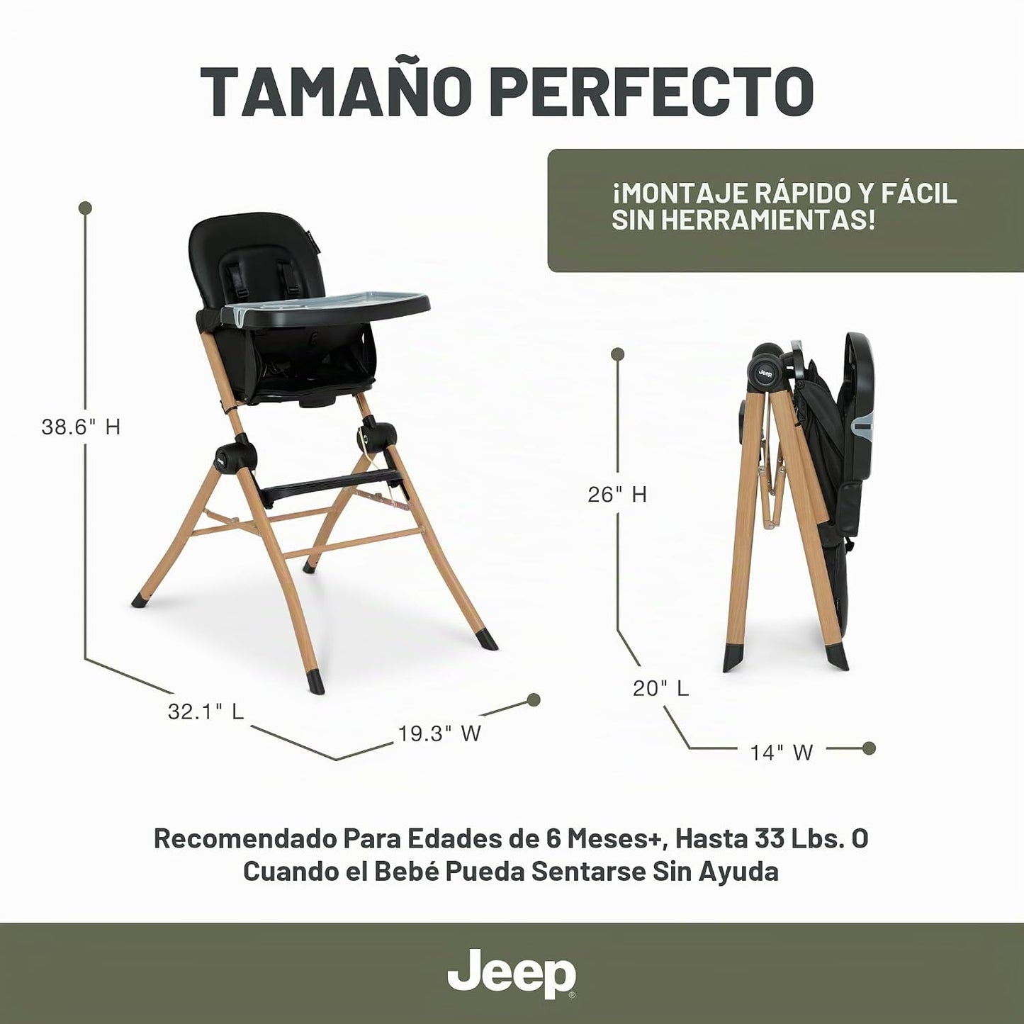 Delta Children - Silla alta de viaje compacta Jeep Dune - Plegable...