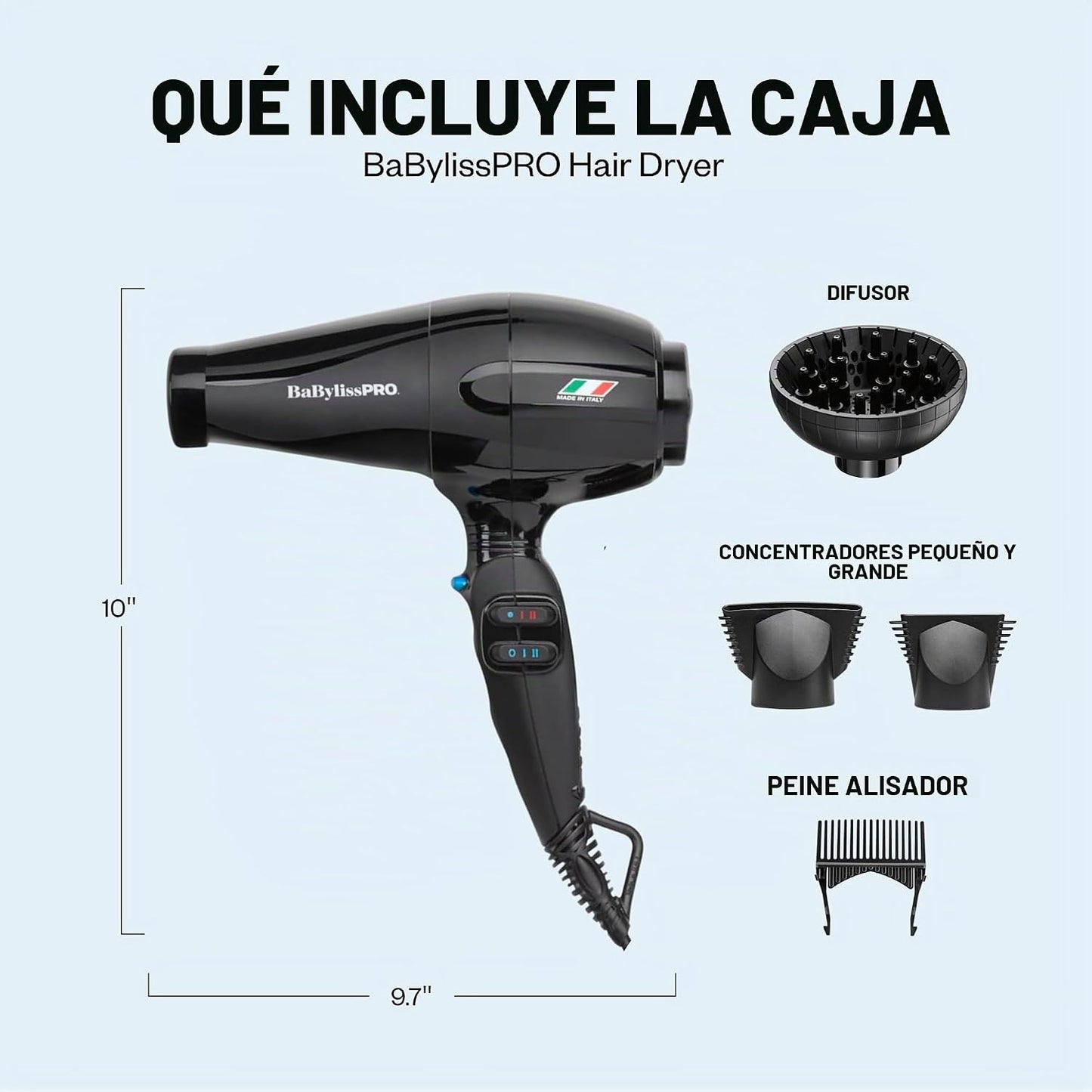 Secador de pelo BaBylissPRO Nano Titanium italiano Portofino - Seca...