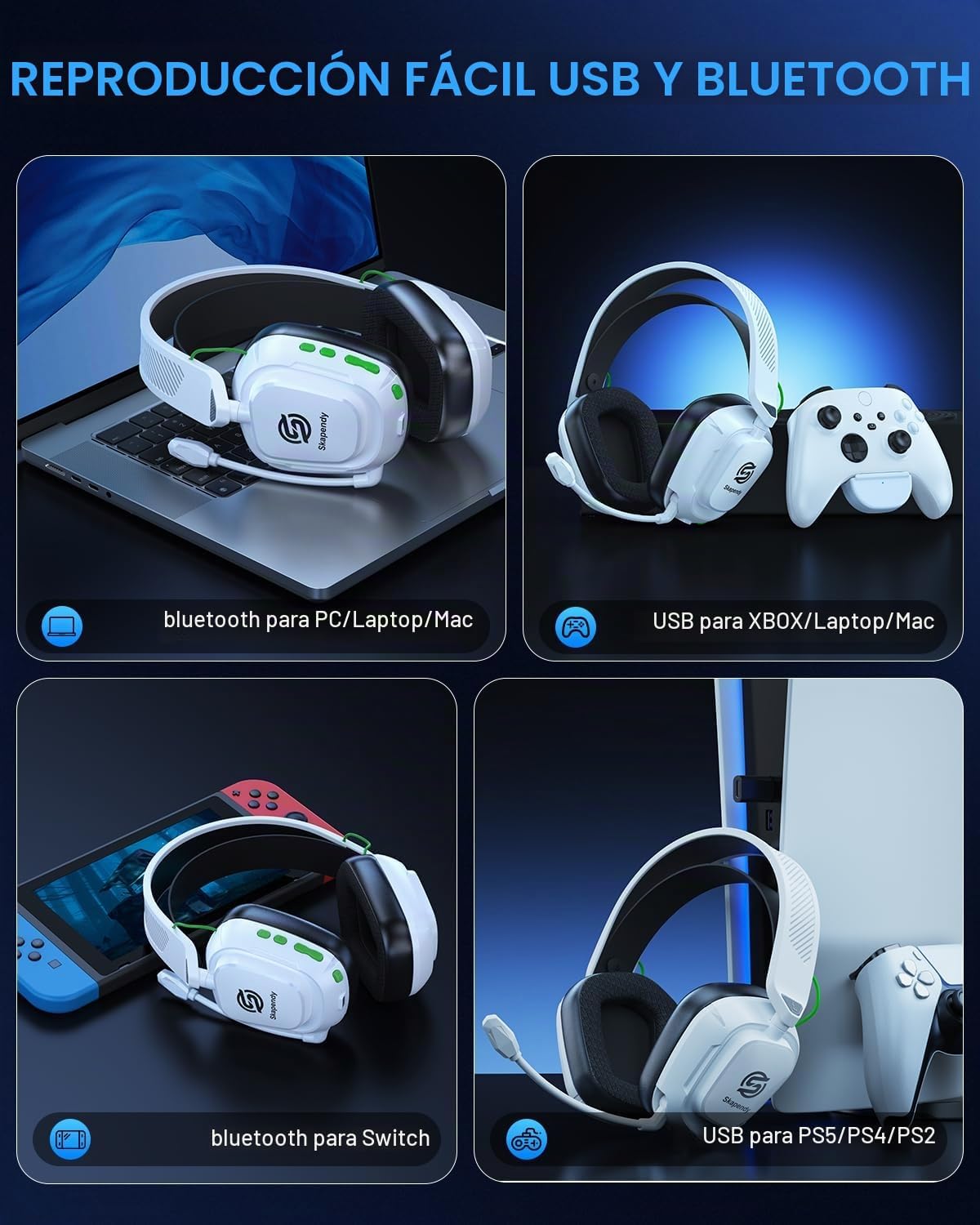 SKAPENDY Auriculares inalámbricos para juegos de 2.4 GHz para Xbox...
