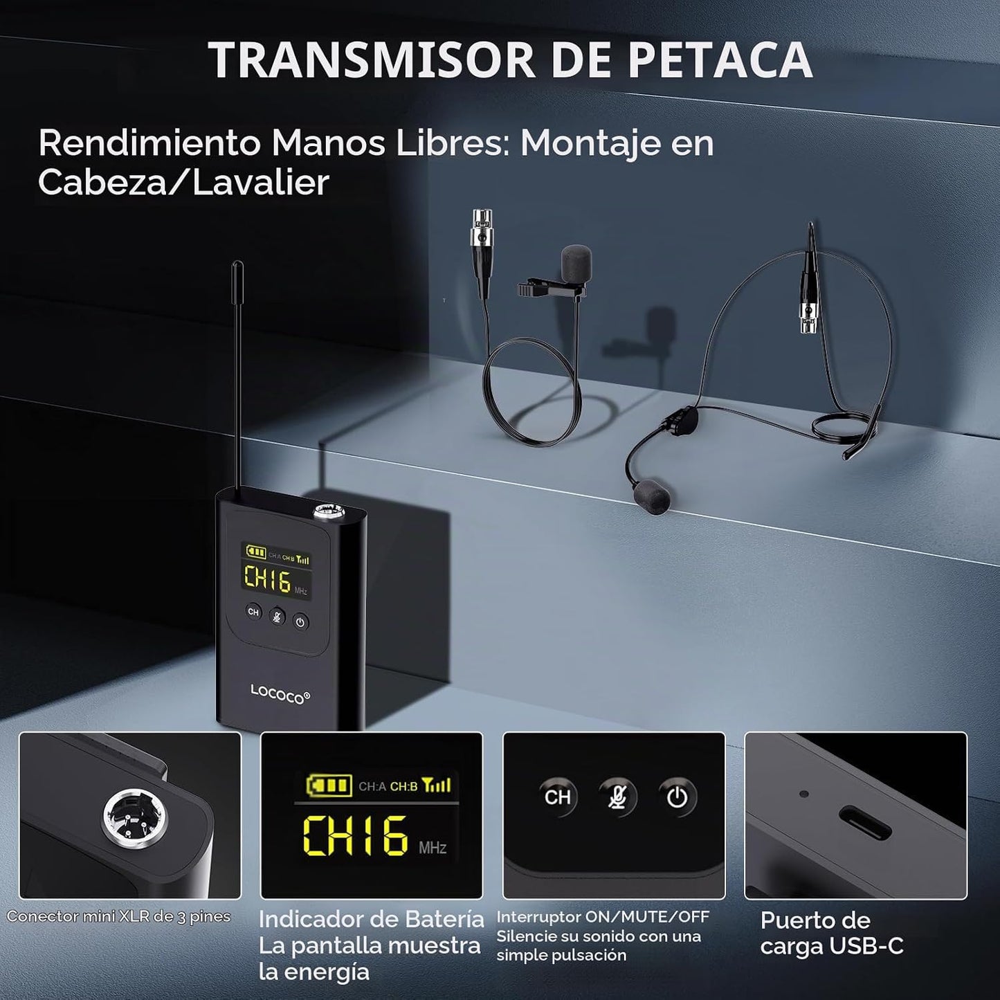 Sistema de Micrófono Inalámbrico UHF: Juego de Micrófonos de Metal...