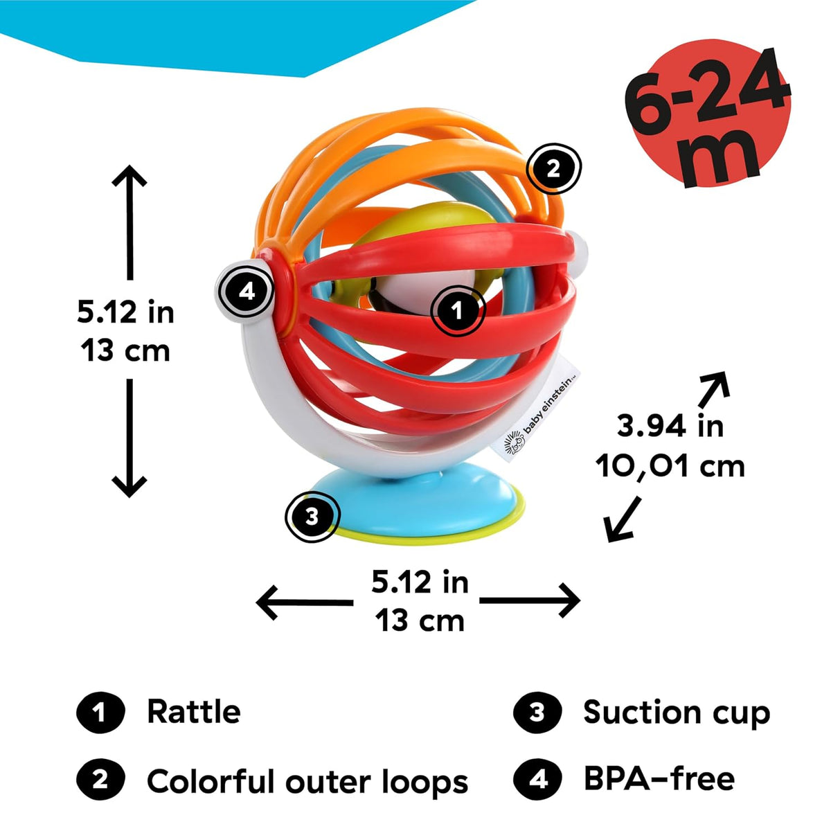 Baby Einstein Sticky Spinner - Juguete de actividades para silla al...