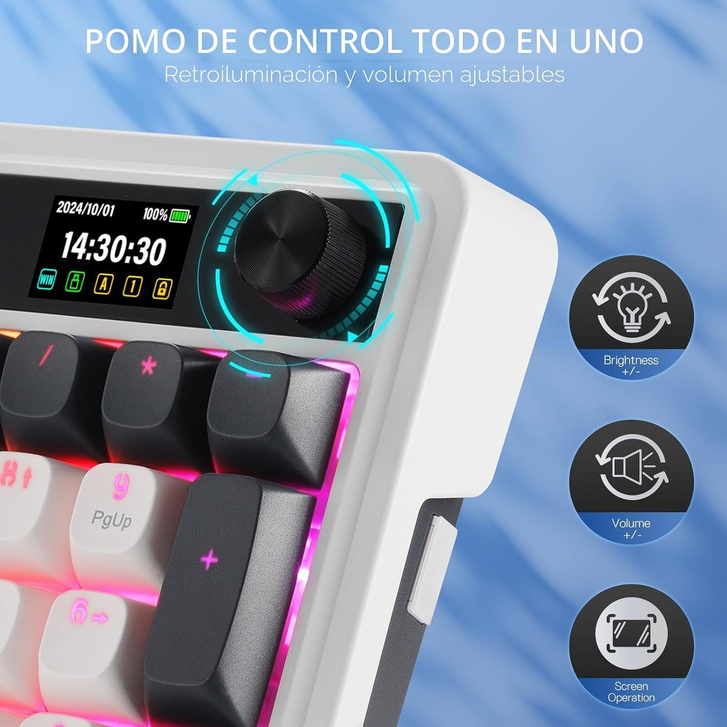 Redragon K719 Teclado inalámbrico para juegos con junta con pantall...