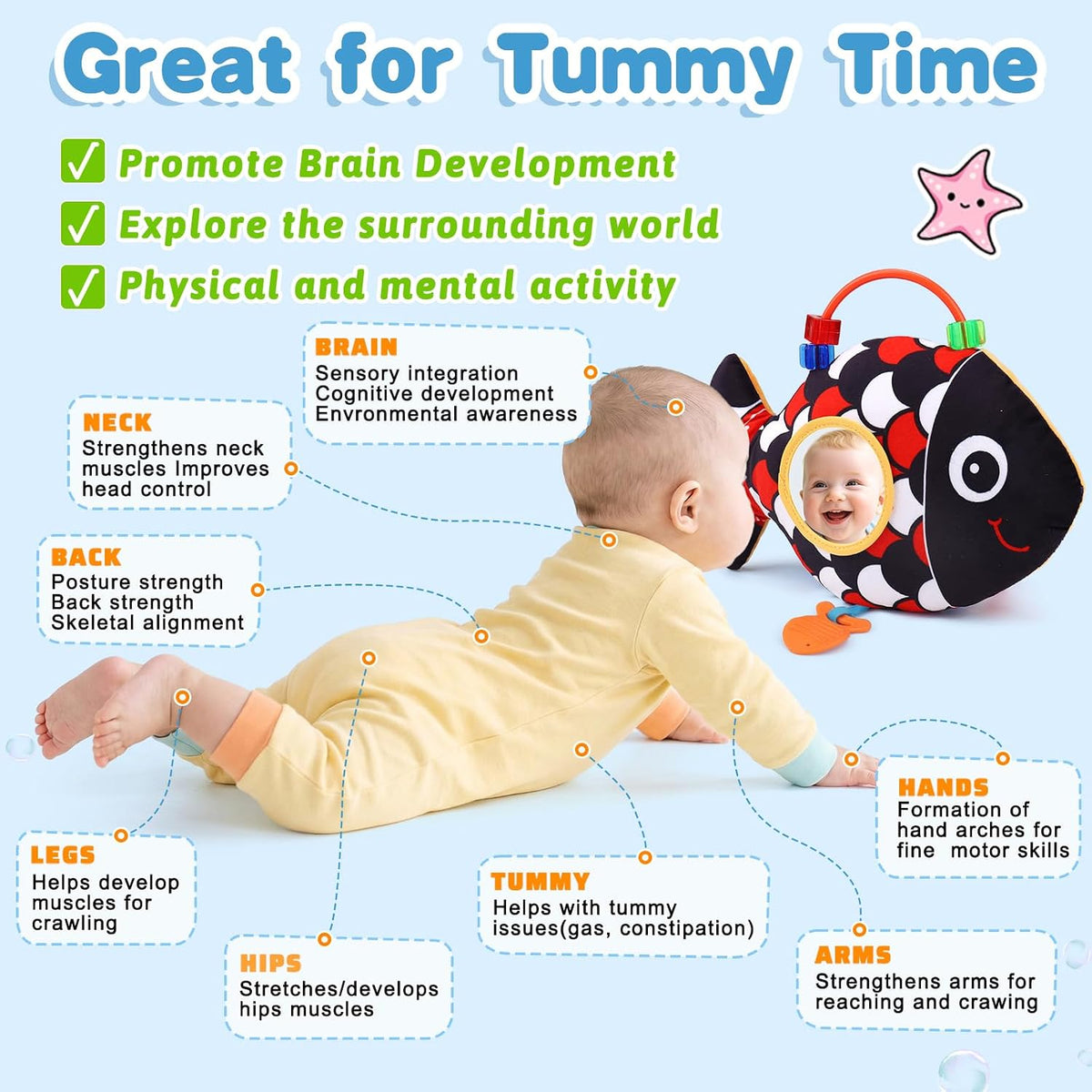 Juguetes sensoriales para bebés de 0 a 6 meses de tiempo de barriga...