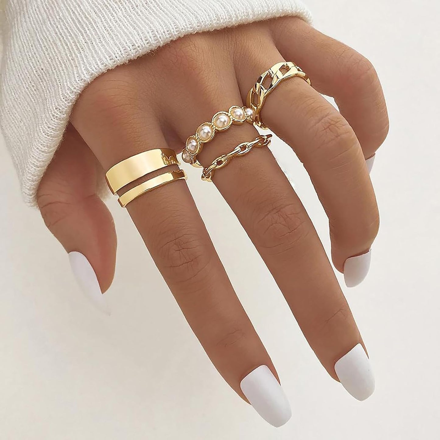 YEEZII Juego de 68 anillos para nudillos, dorados, para mujeres, ap...