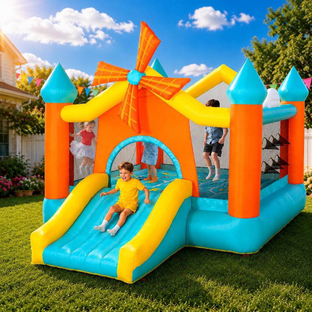 Casa de rebote para niños grandes de 3 a 10, castillo inflable gran...
