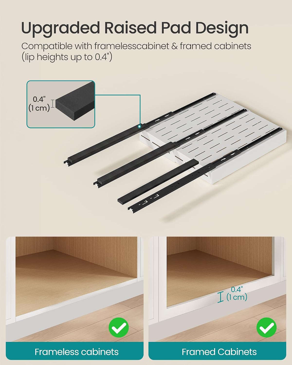 SONGMICS Organizador de gabinete extraíble, cajones expandibles de...