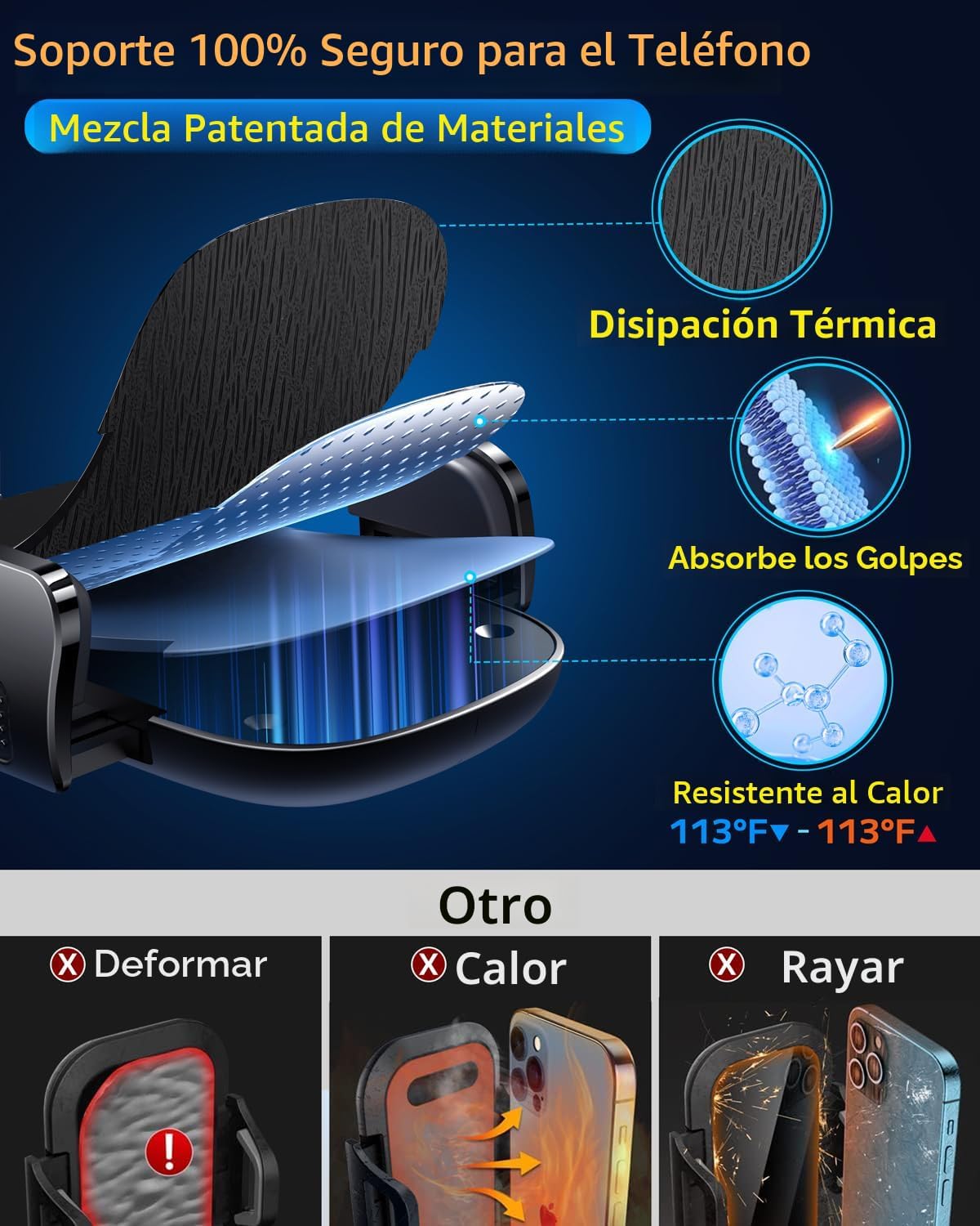 Qifutan Soporte de teléfono montado en tablero para tu automóvil, s...