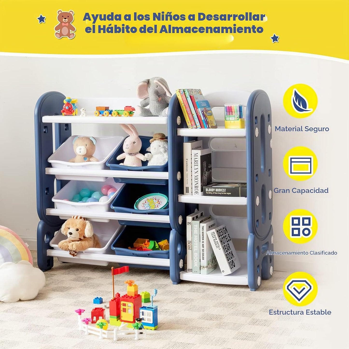 Costzon Organizador de almacenamiento de juguetes, estante de jugue...