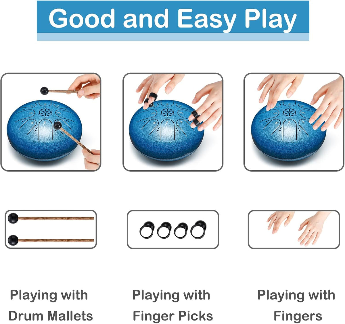 Tambor de lengua de acero 6 pulgadas 8 notas instrumento musical, r...