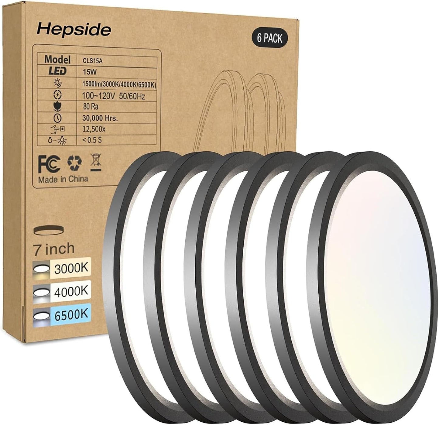 Paquete de 6 luces LED de techo empotradas, 3CCT seleccionables 300...