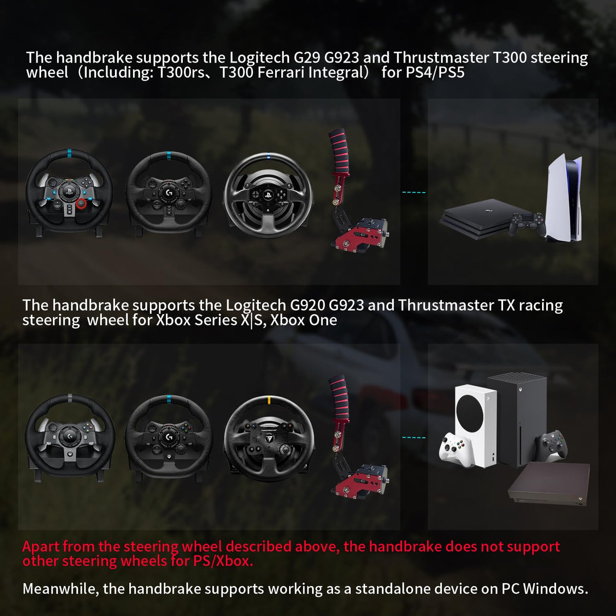 HCXLELD Freno de mano Sim Racing, volante de carreras G29 G923 T300...