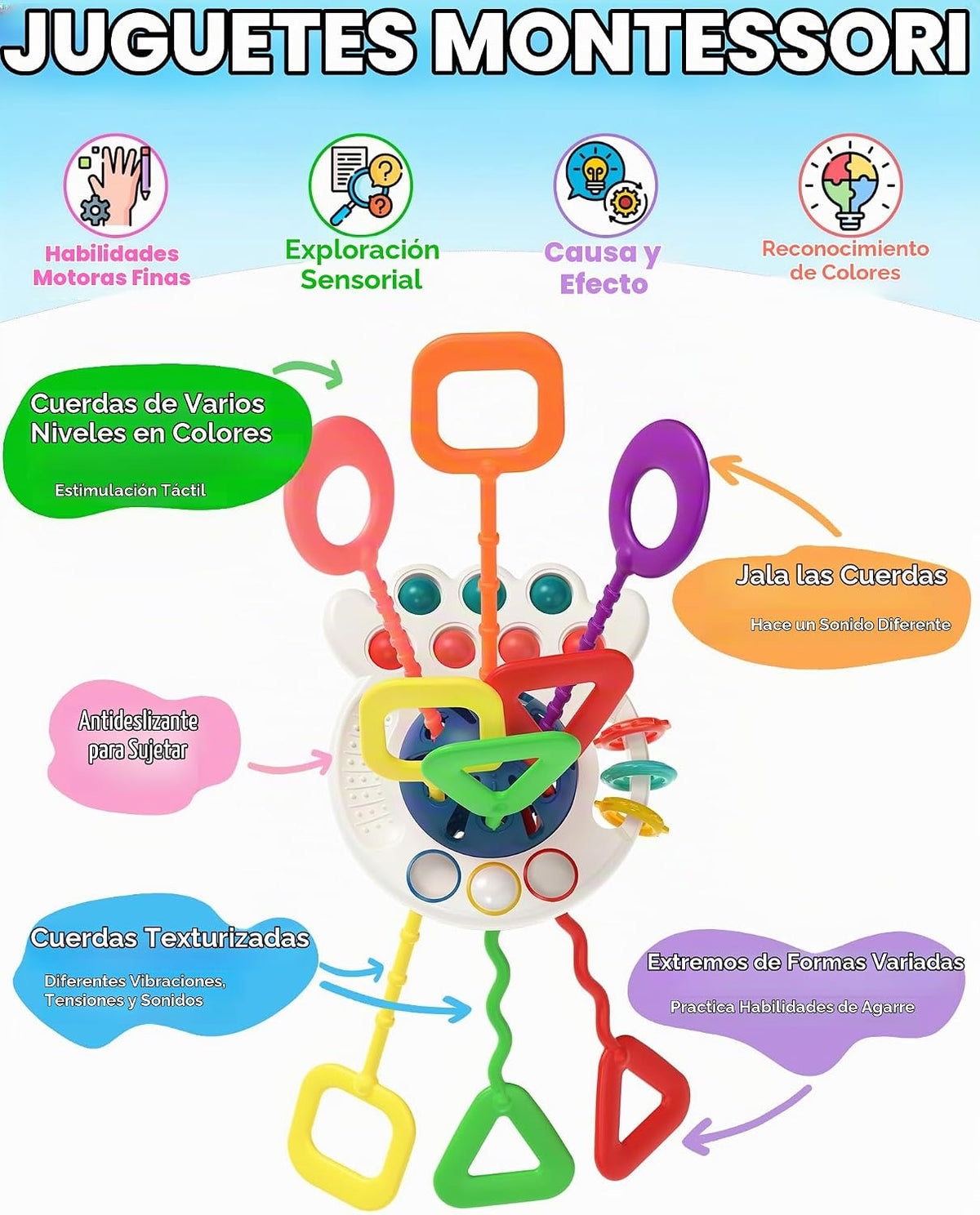 Tonberless Juguetes Montessori sensoriales para bebés de 6-12-18 me...