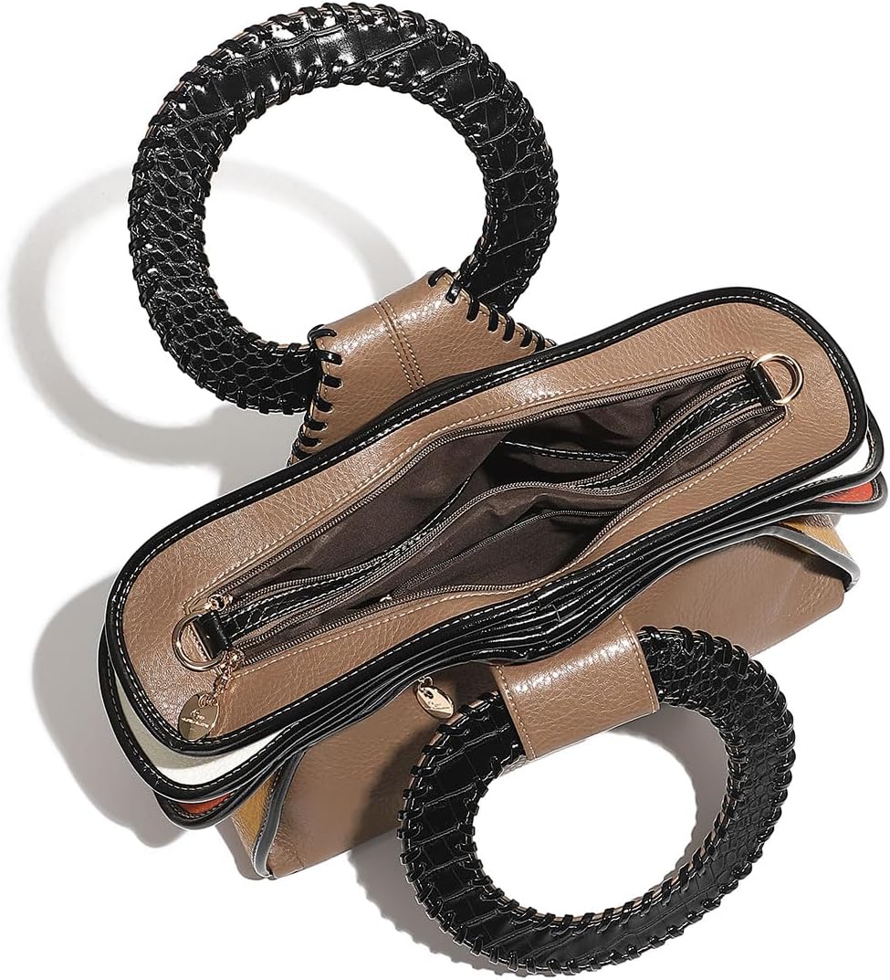 Bolso de mano con asa superior multicolor de diseño para mujer, gra...