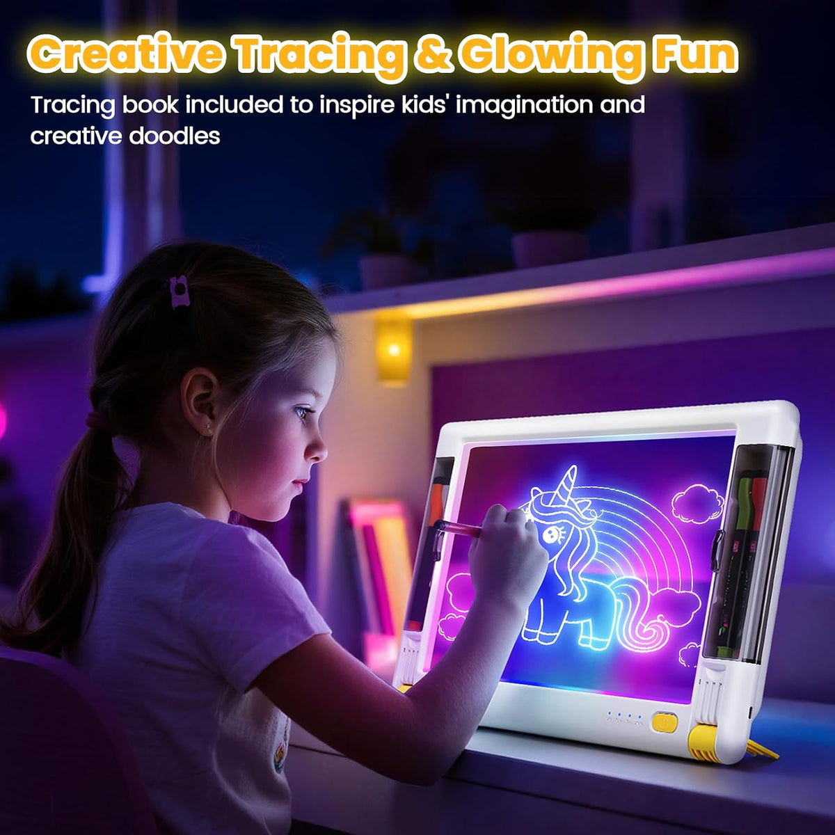 Tablero de dibujo LED recargable, 15 pulgadas, 9 modos de luz de co...