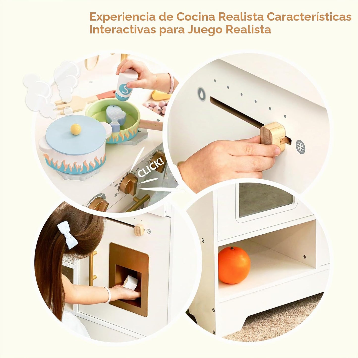Cocina de juego de madera para niños con máquina de hielo: pequeño...