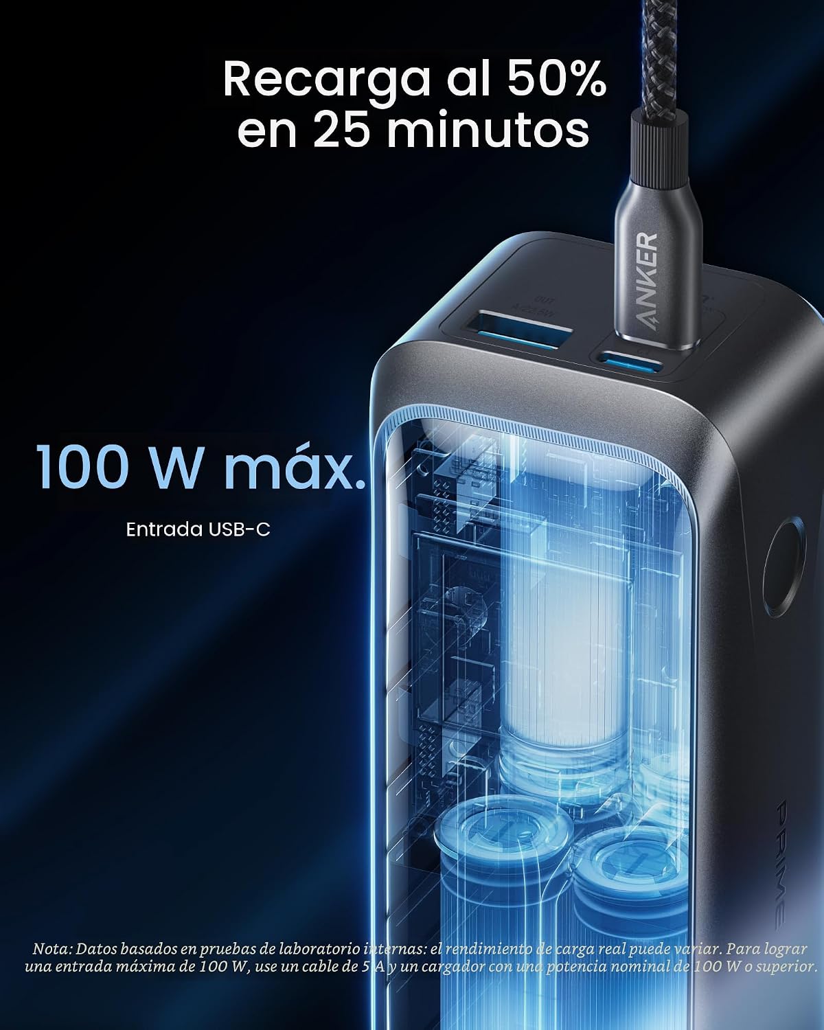 Anker Prime Power Bank, cargador portátil de 3 puertos de 20,100 mA...