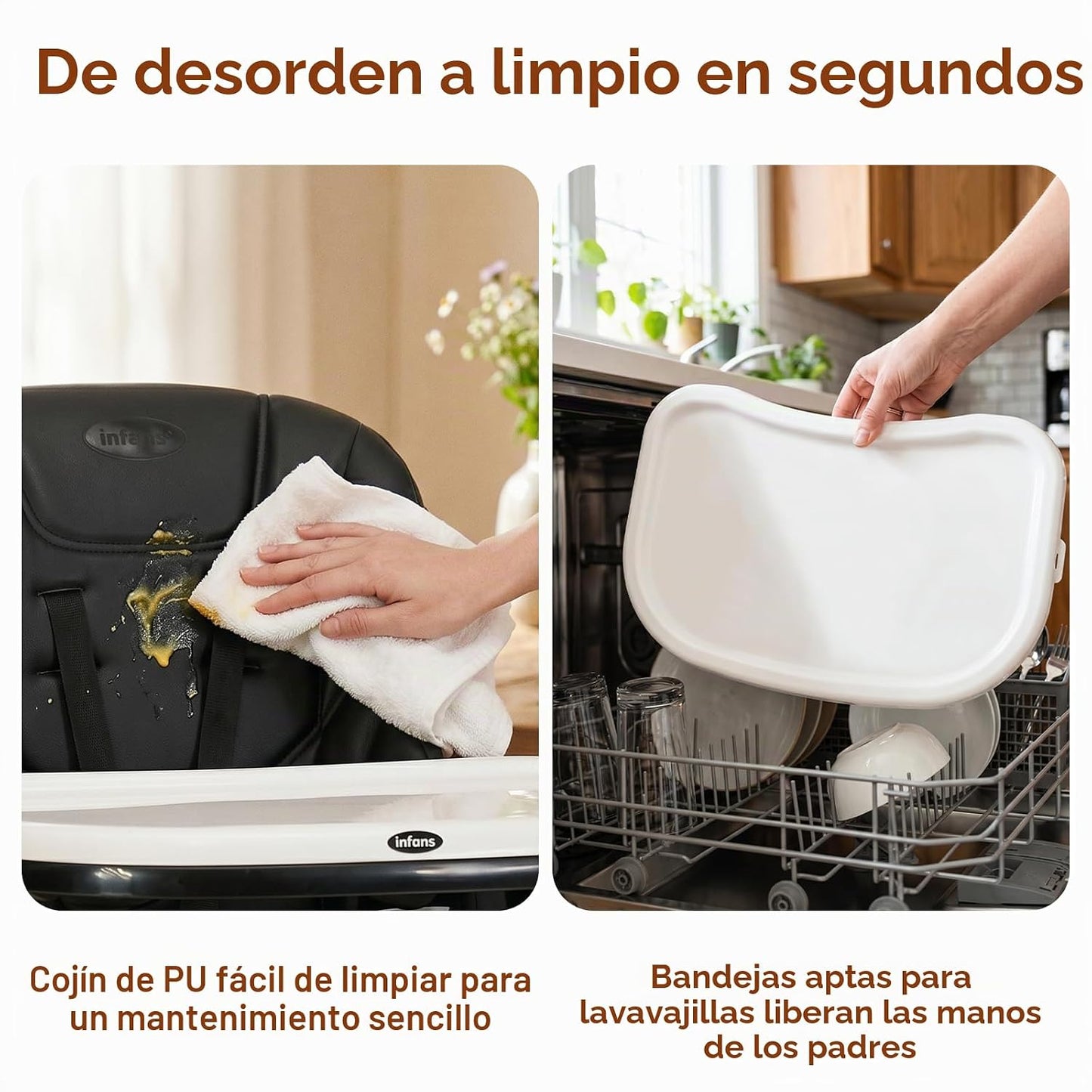INFANS Silla alta para bebés y niños pequeños, silla alta plegable...