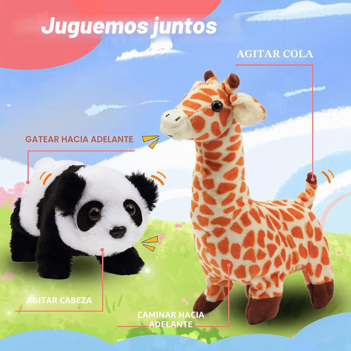 Hopearl Jirafa caminante interactiva, juguete electrónico de peluch...