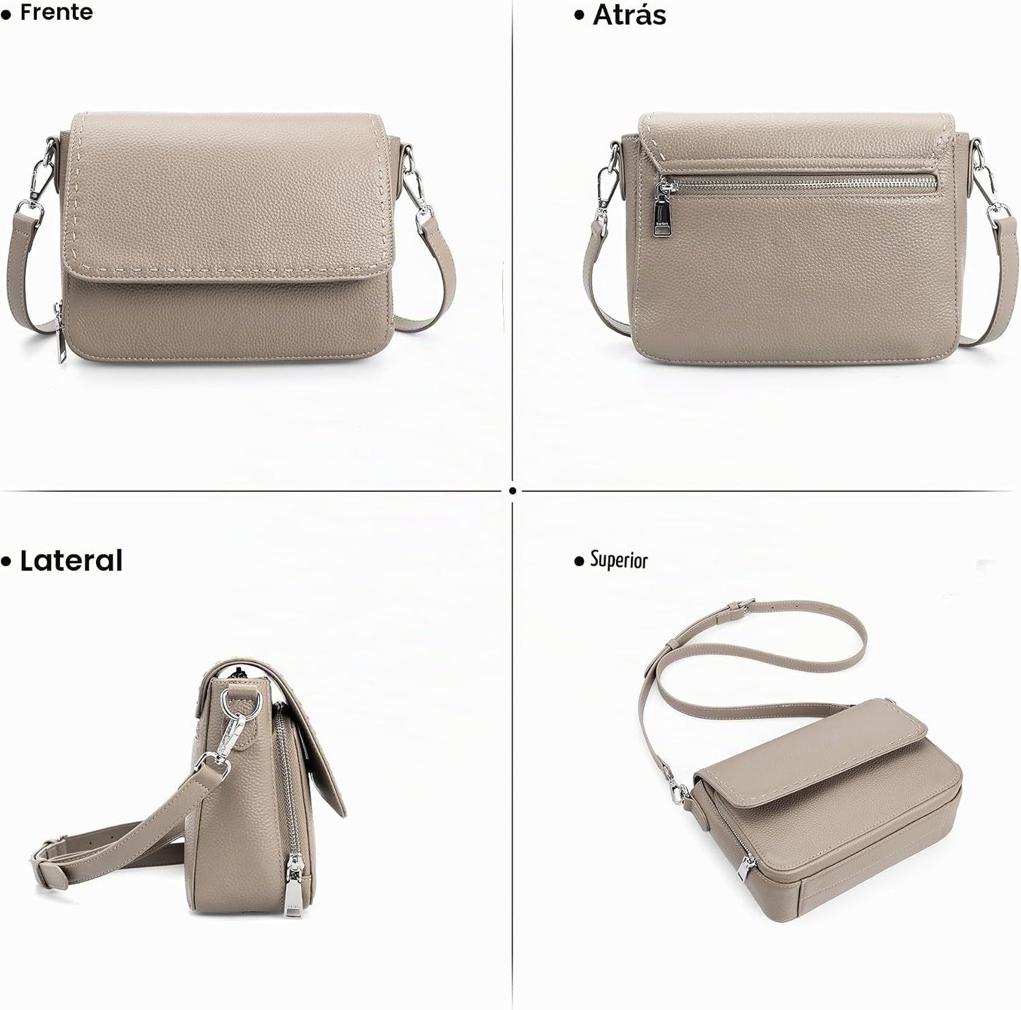 befen Bolsos cruzados de cuero genuino para mujer, bolso mediano co...
