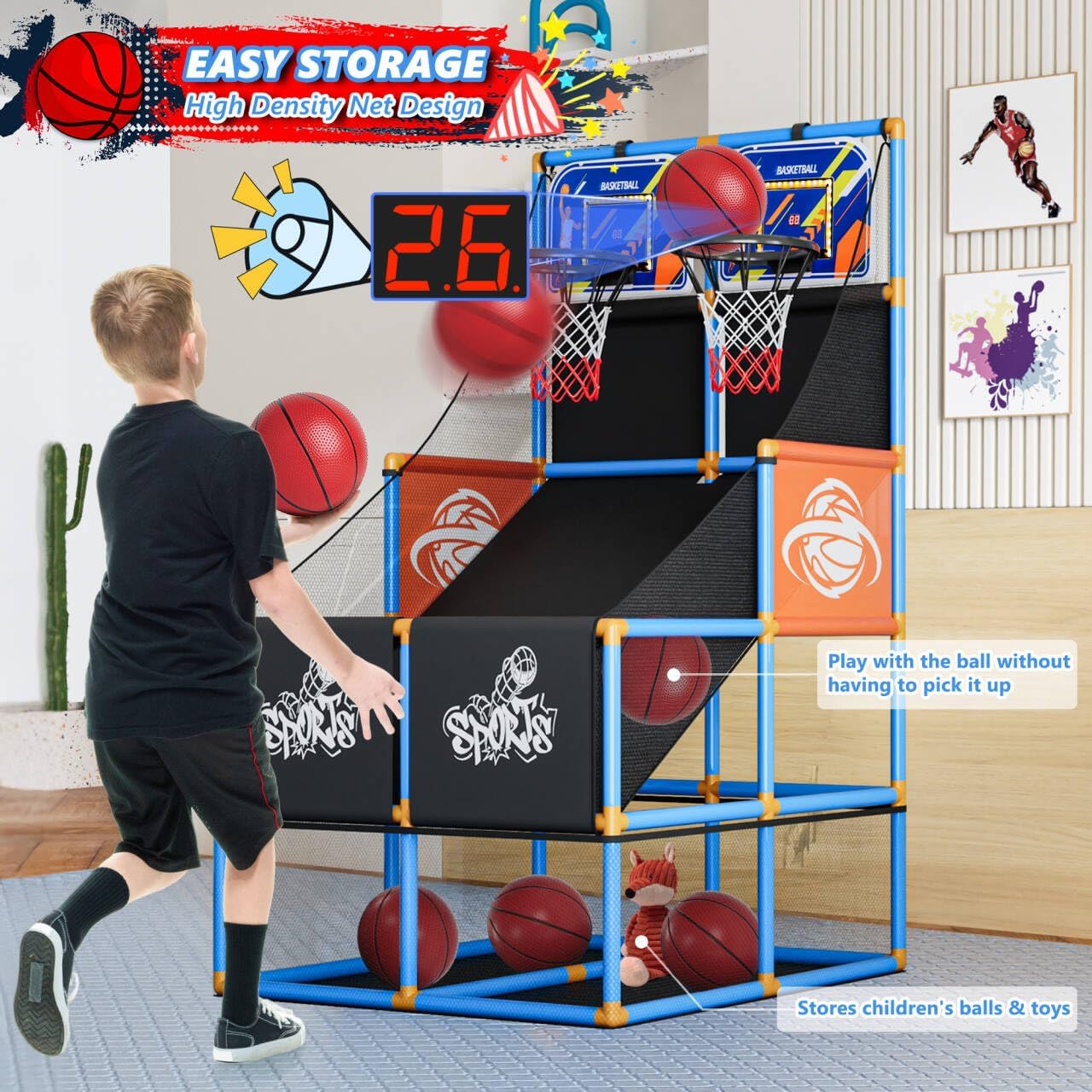 Juego de baloncesto arcade de doble disparo, juguetes para niños: a...