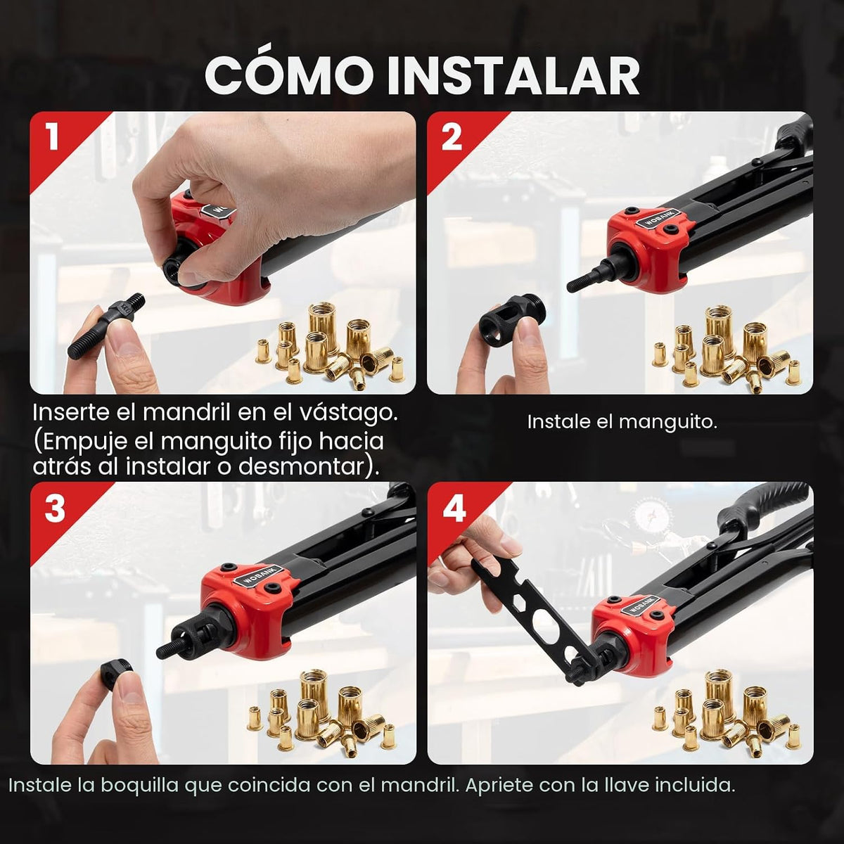 WOBANK Herramienta de tuerca de remache, kit de herramientas de tue...