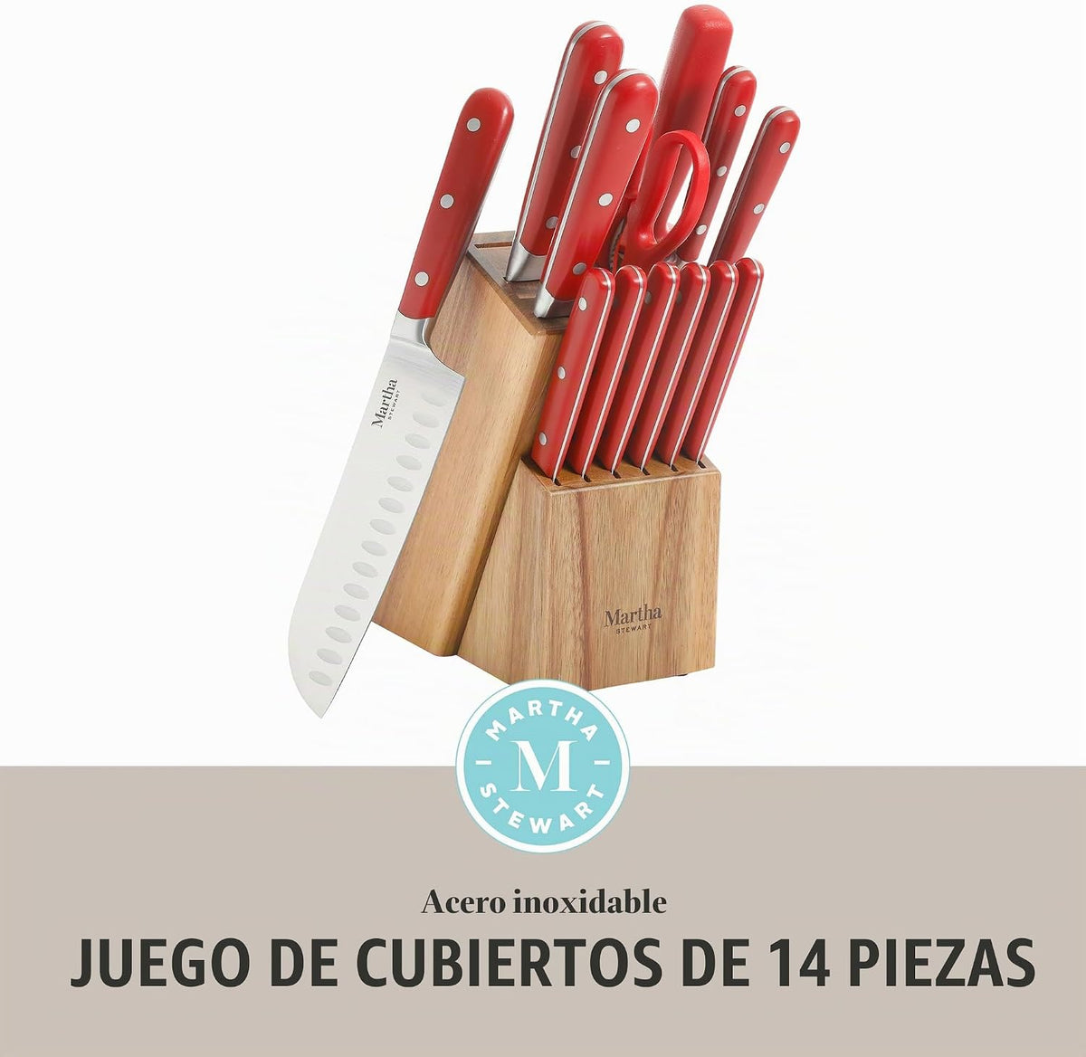 Martha Stewart Eastwalk Juego de 14 cuchillos de acero inoxidable d...
