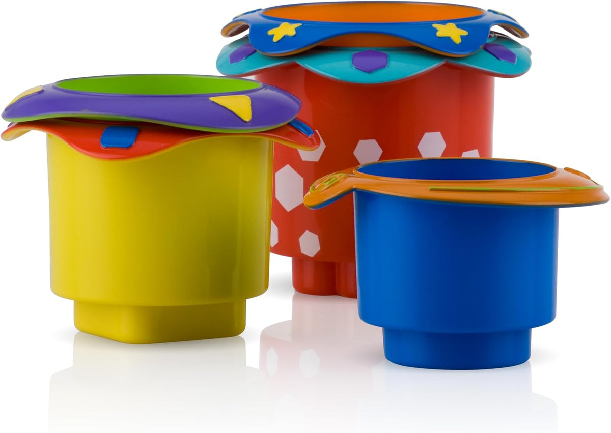 Nuby Tazas para Baño Apilables Splish Splash de 5 Piezas, Juguetes...