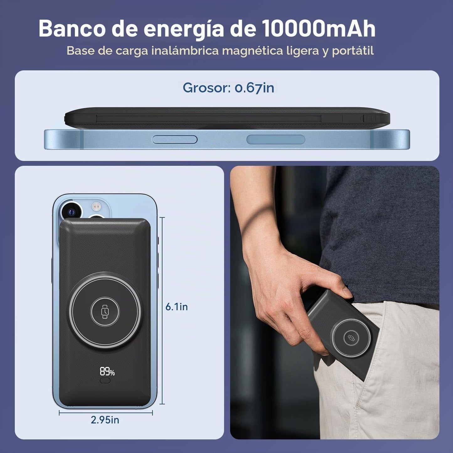 Cargador portátil magnético de 10000mAh para iWatch y iPhone, banco...