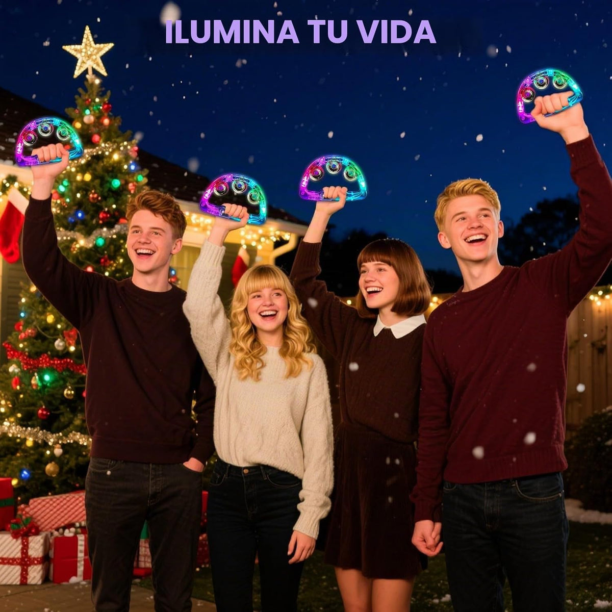 Panderetas musicales con luz LED: pandereta intermitente de mano qu...