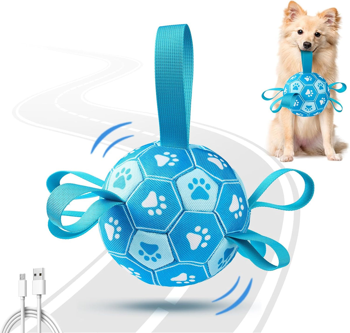 Qraxond Juguetes interactivos para perros, pelota de fútbol para pe...