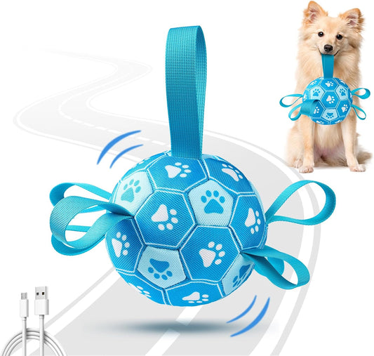 Qraxond Juguetes interactivos para perros, pelota de fútbol para pe...