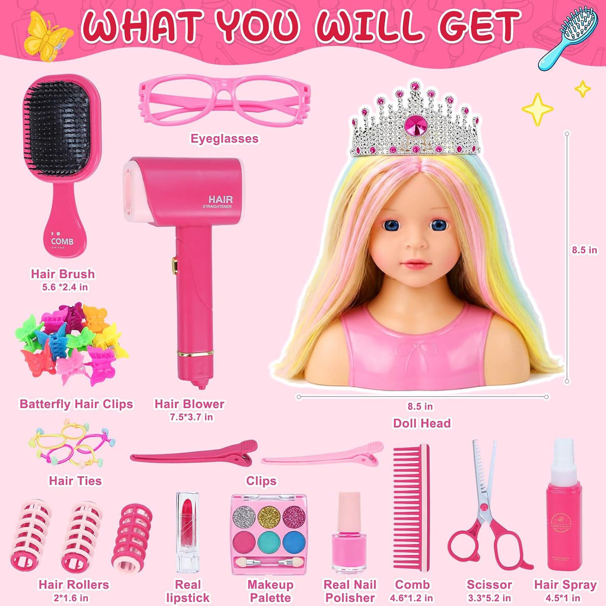 Cabeza de muñeca para maquillaje de peinado, juego de simulación, j...