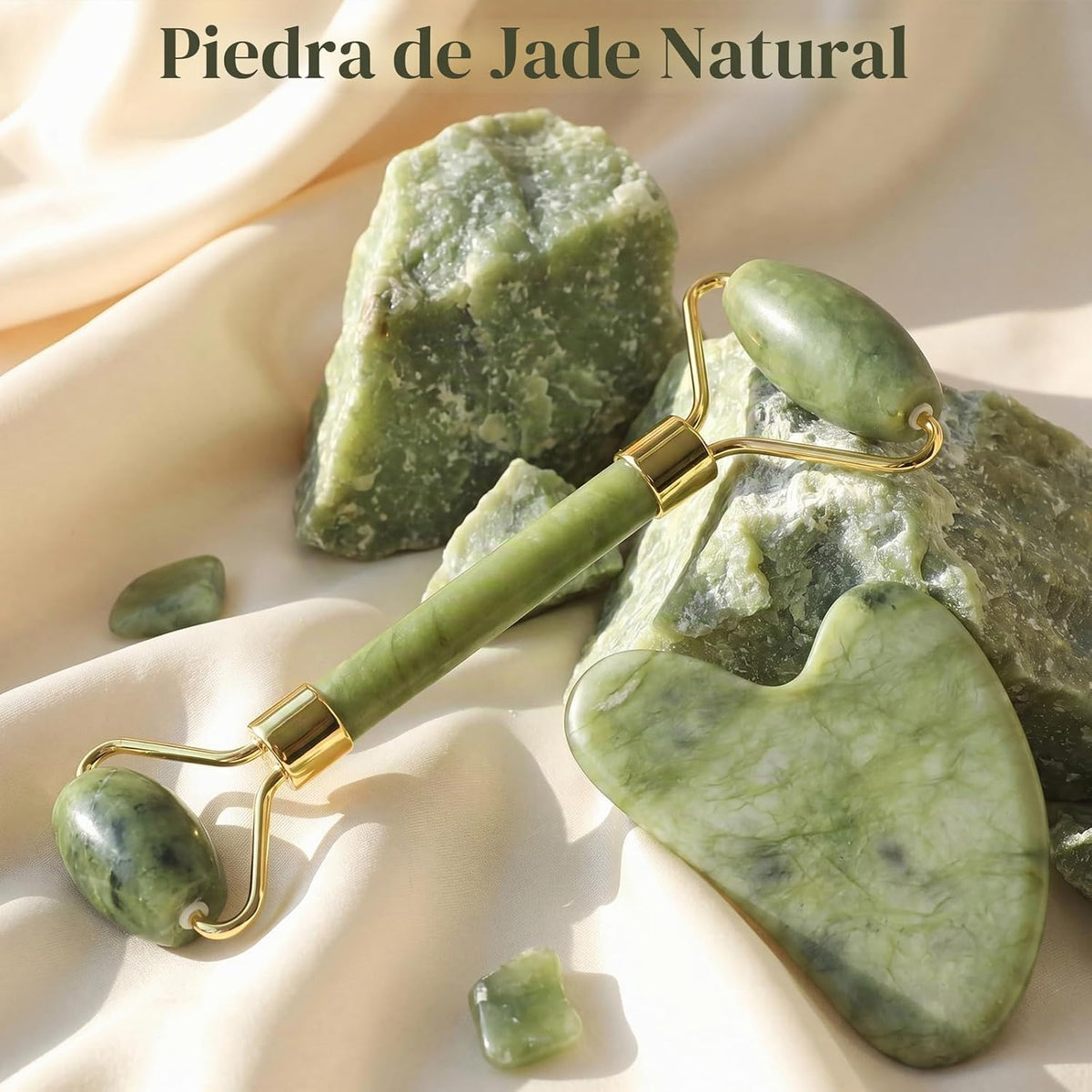BAIMEI IcyMe - Juego de rodillo facial de jade y Gua Sha, regalos d...