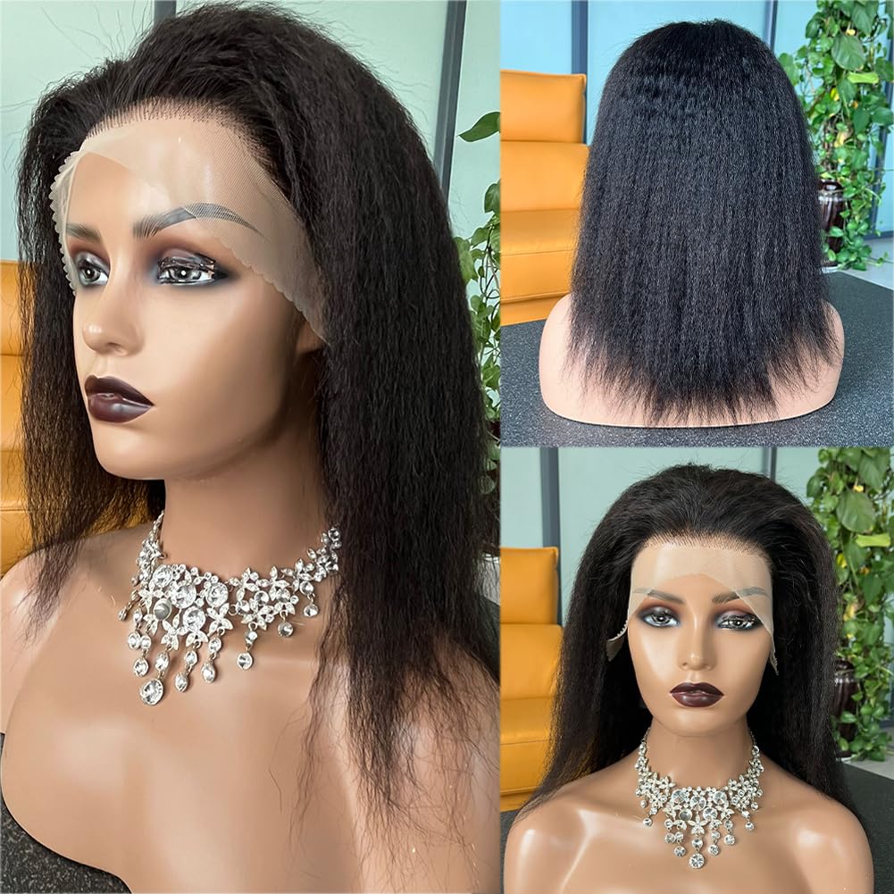 veravicky Peluca de cabello humano liso natural de 14 pulgadas, sin...