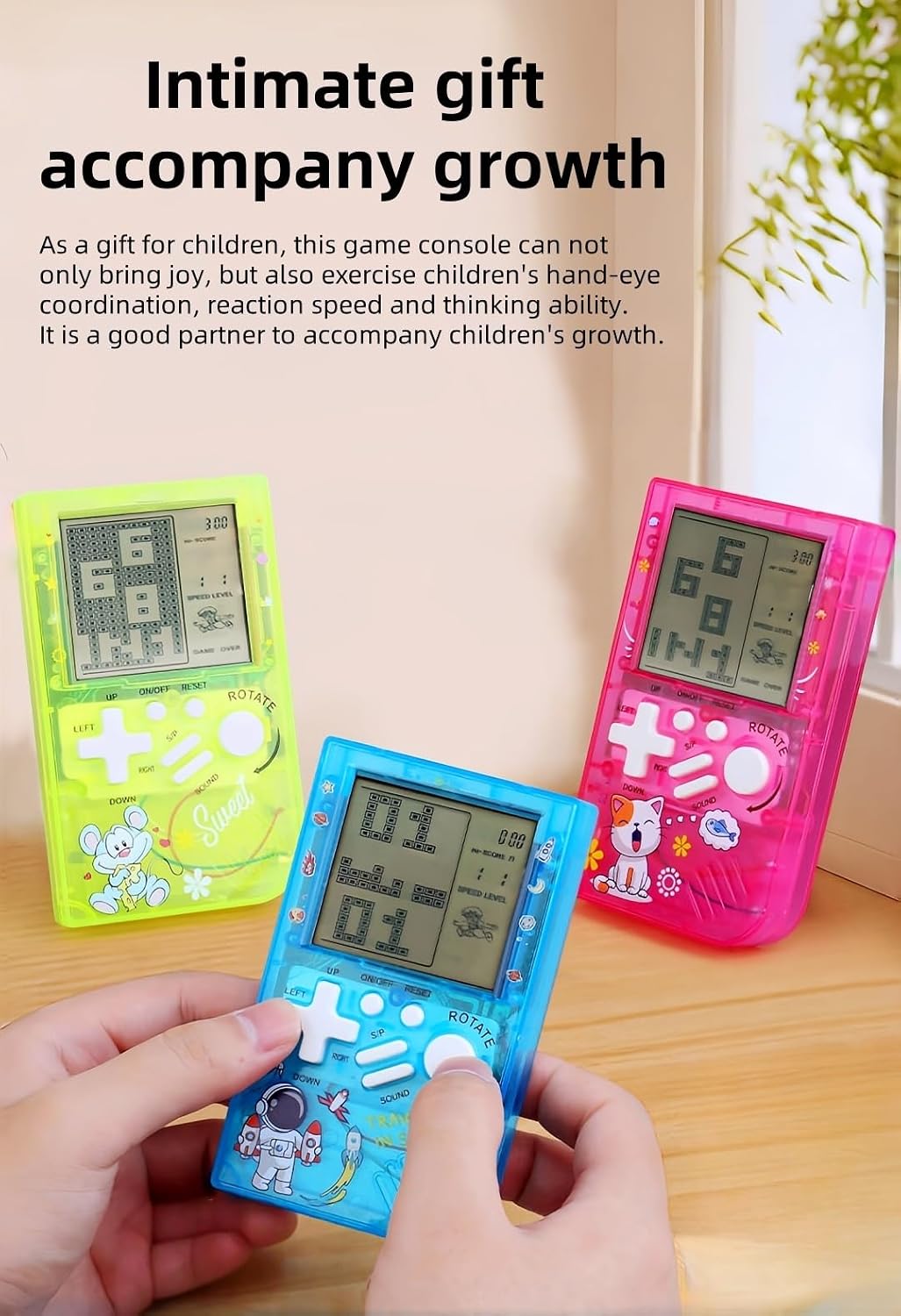 LZYCH Consola de juegos de ladrillo para niños, cuerpo transparente...