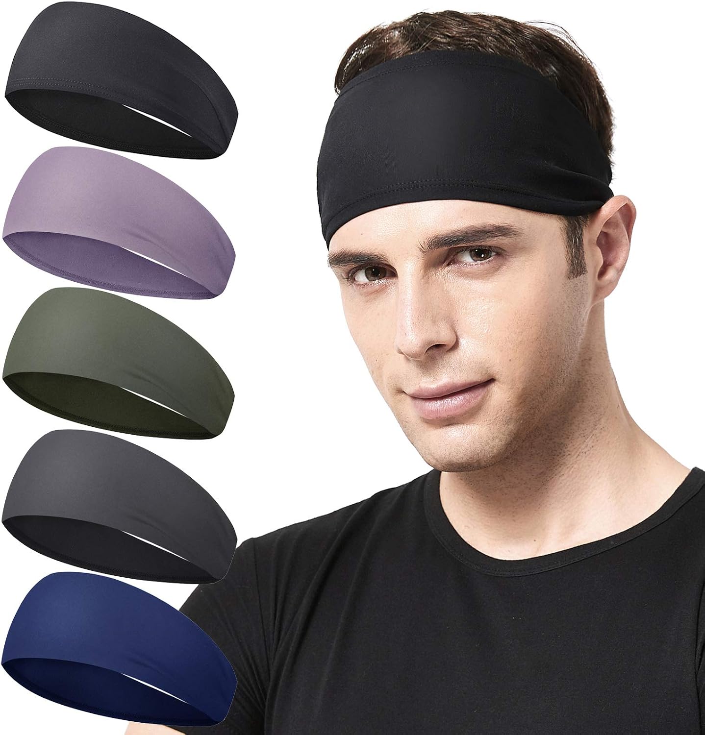 Acozycoo Diadema deportiva para hombre, 5 unidades, para correr, ci...