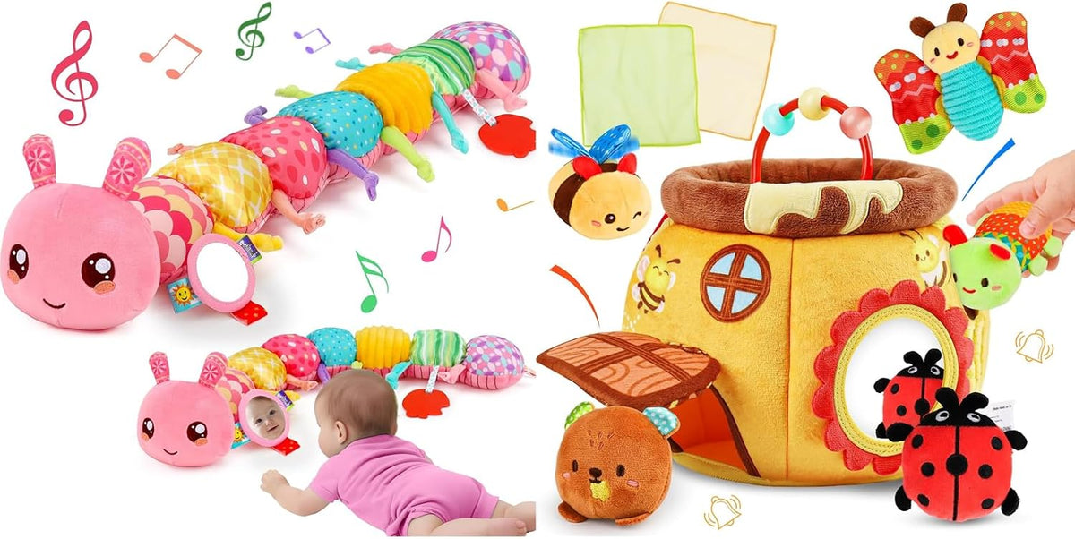 Thremhoo Juguetes para niñas de 0 a 6 meses, juguete de oruga de pe...