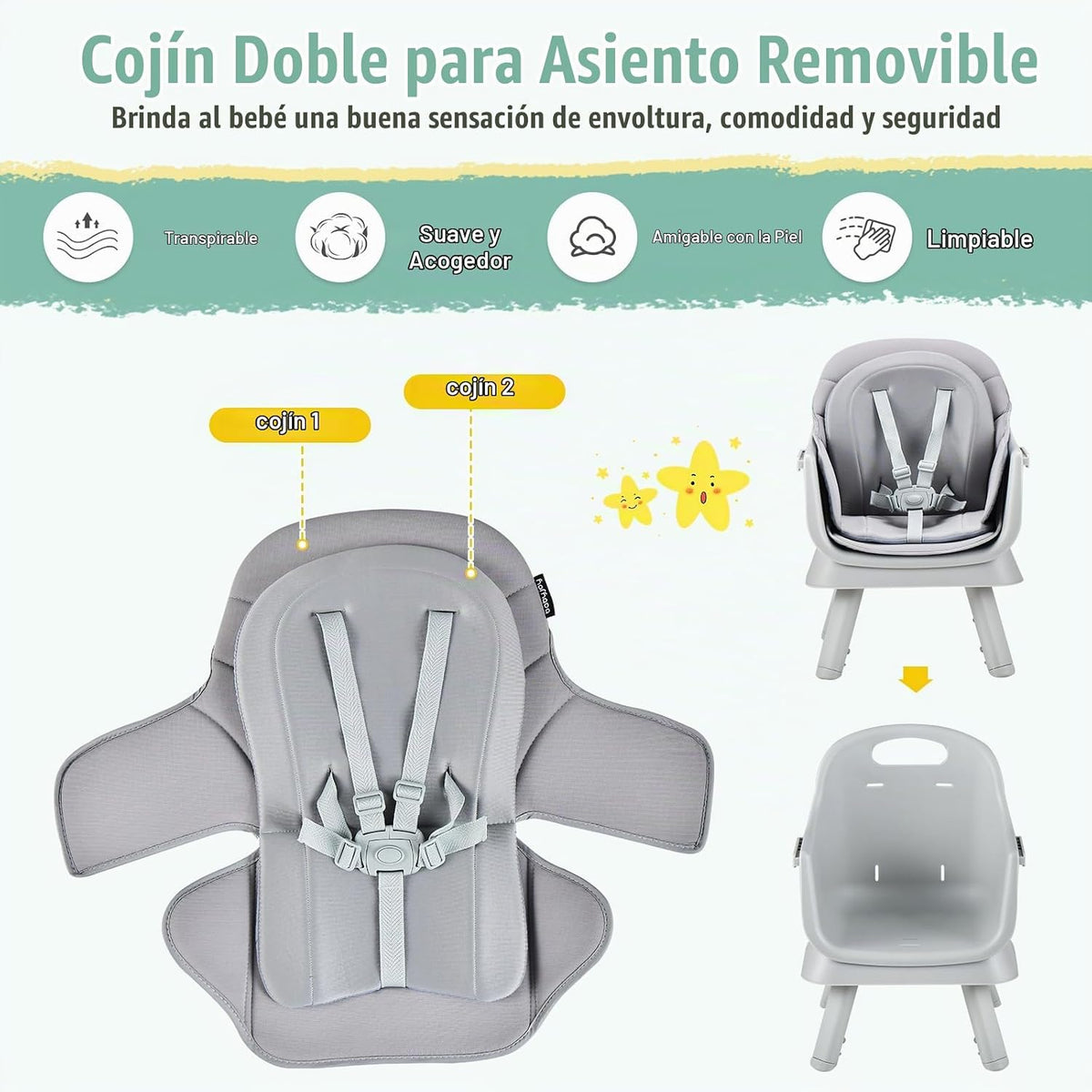 HONEY JOY Silla alta 8 en 1 para bebé, silla alta convertible para...