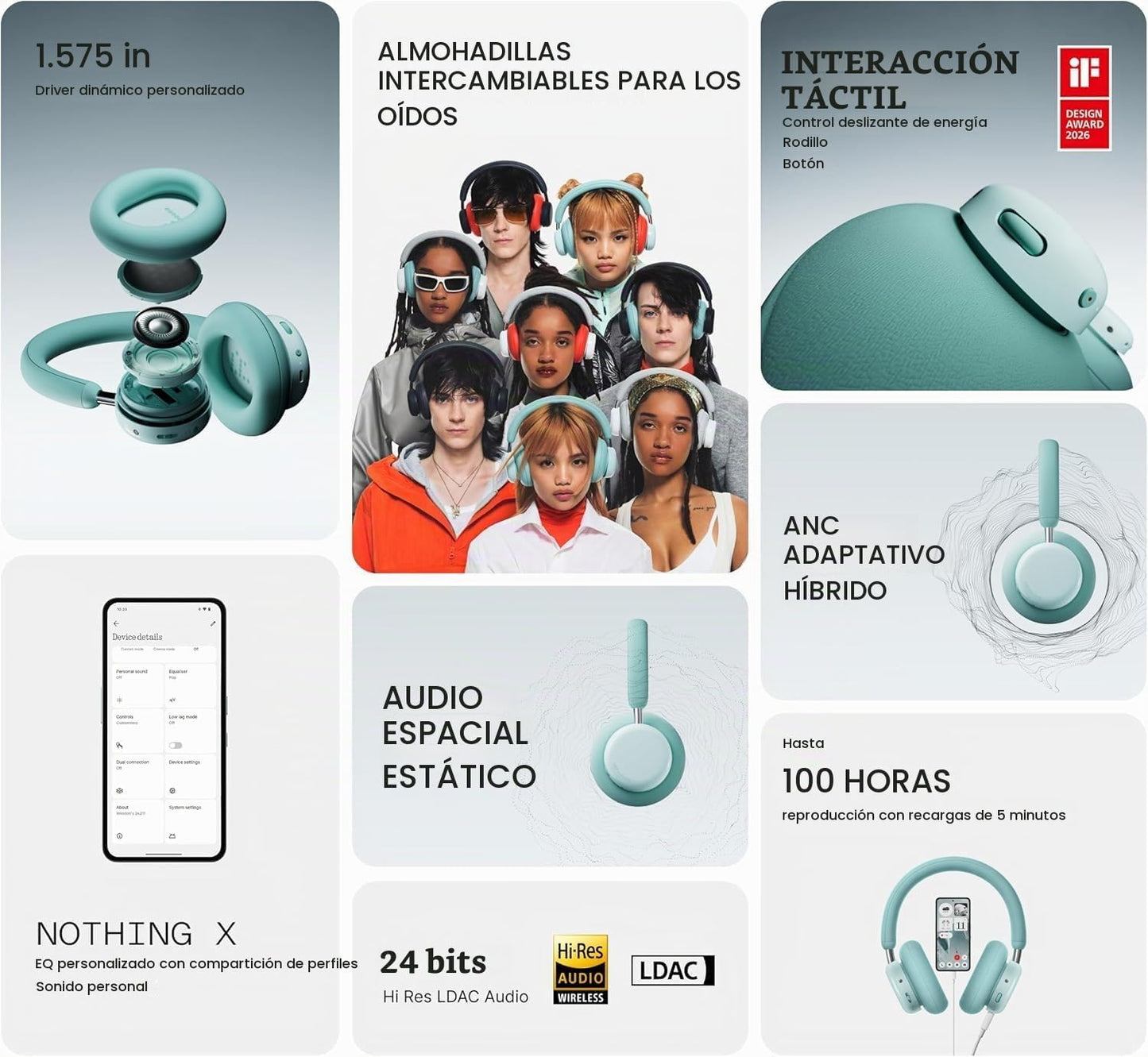 CMF BY Nothing Auriculares inalámbricos con cancelación activa de r...