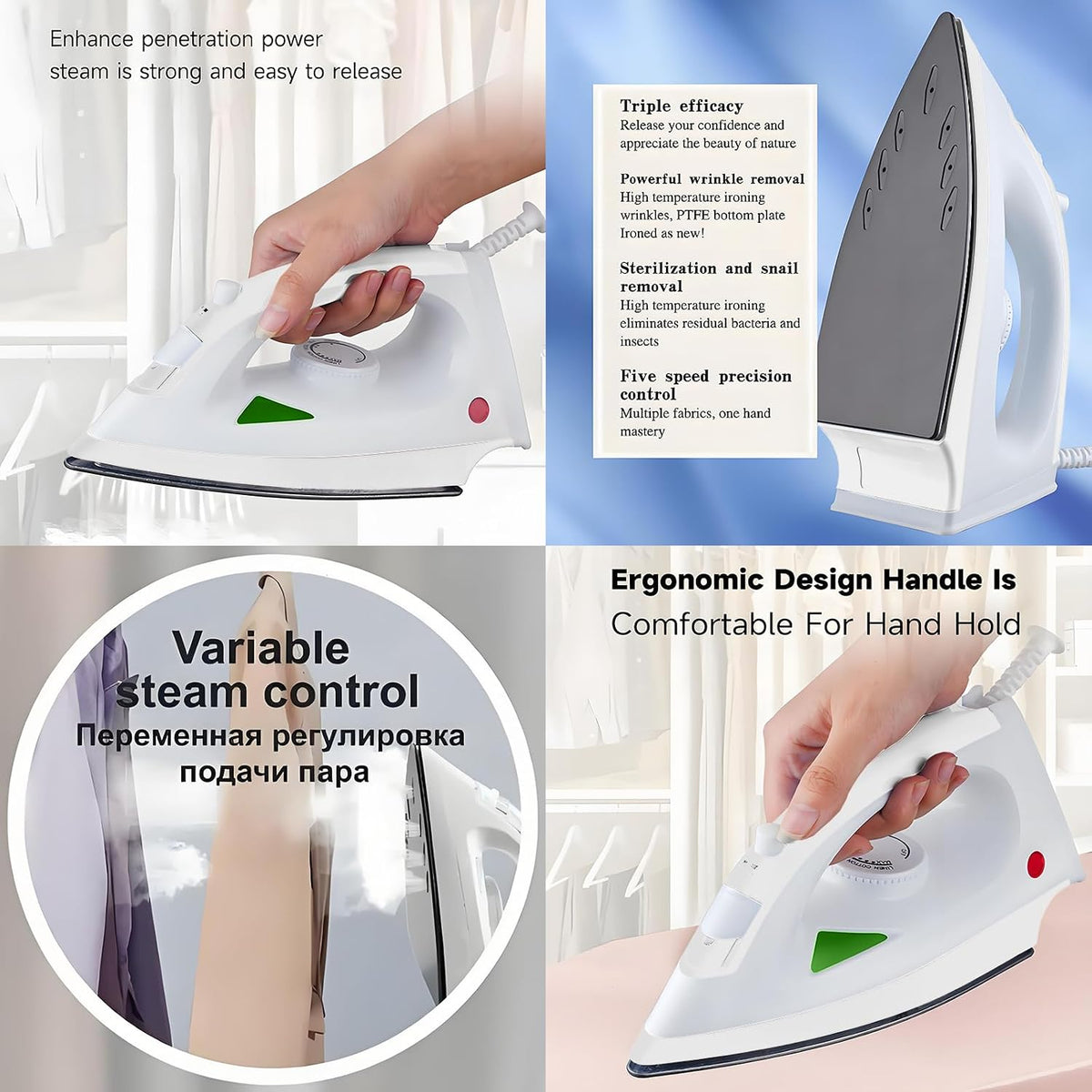 Plancha eléctrica, plancha de vapor, 1200 W, vaporizador, portátil...