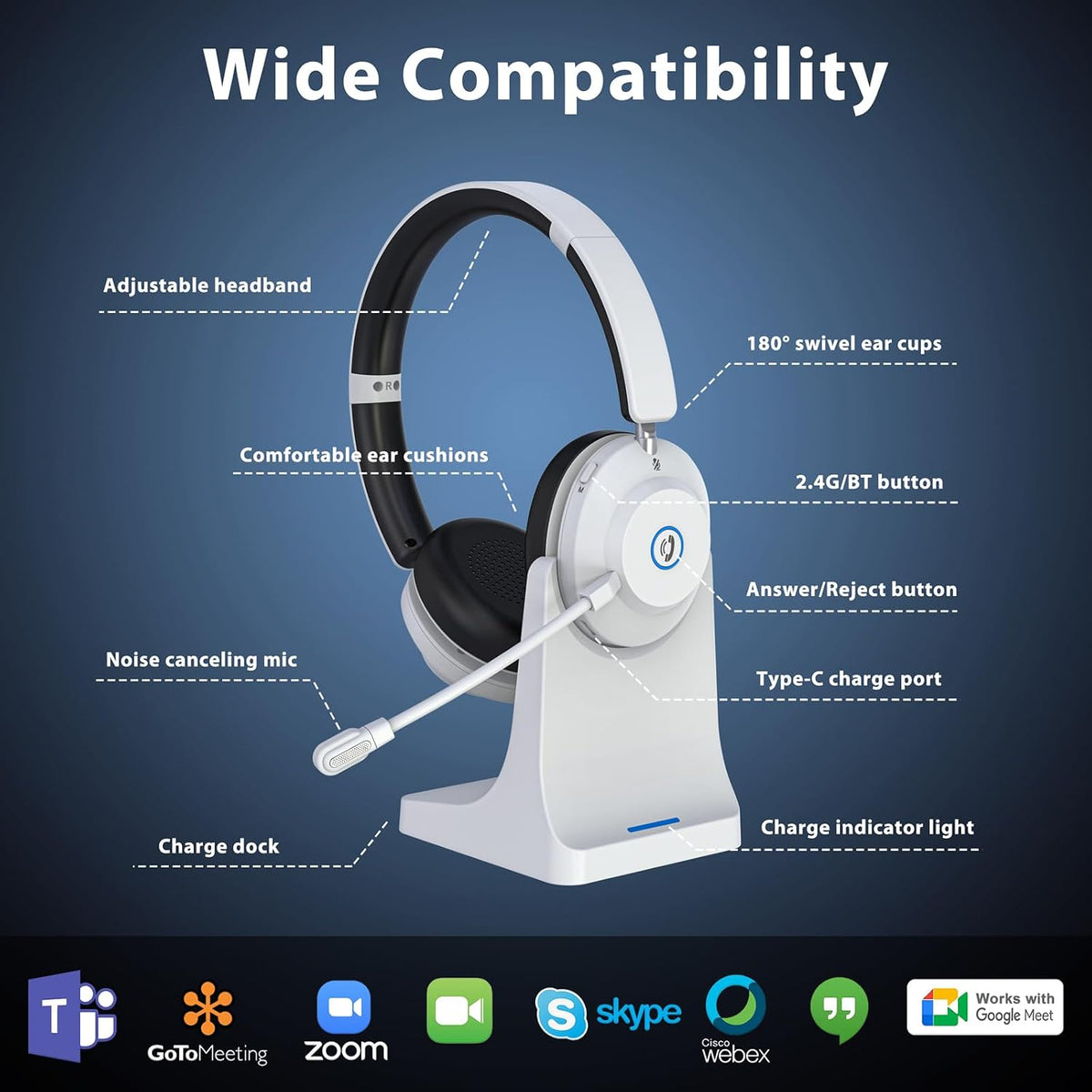 Auriculares inalámbricos con micrófono, auriculares Bluetooth con |...