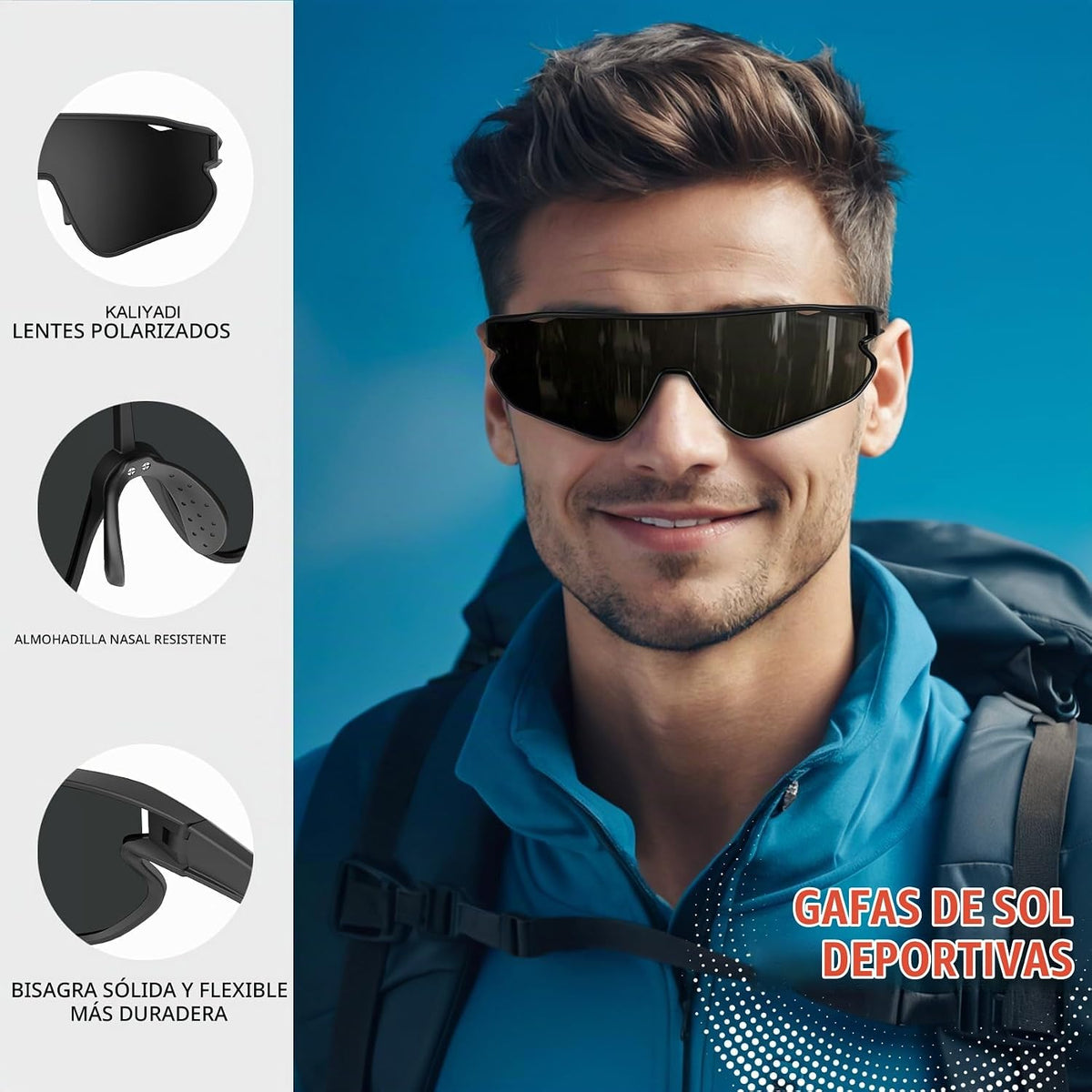 KALIYADI Gafas de sol polarizadas para hombre para correr, gafas de...